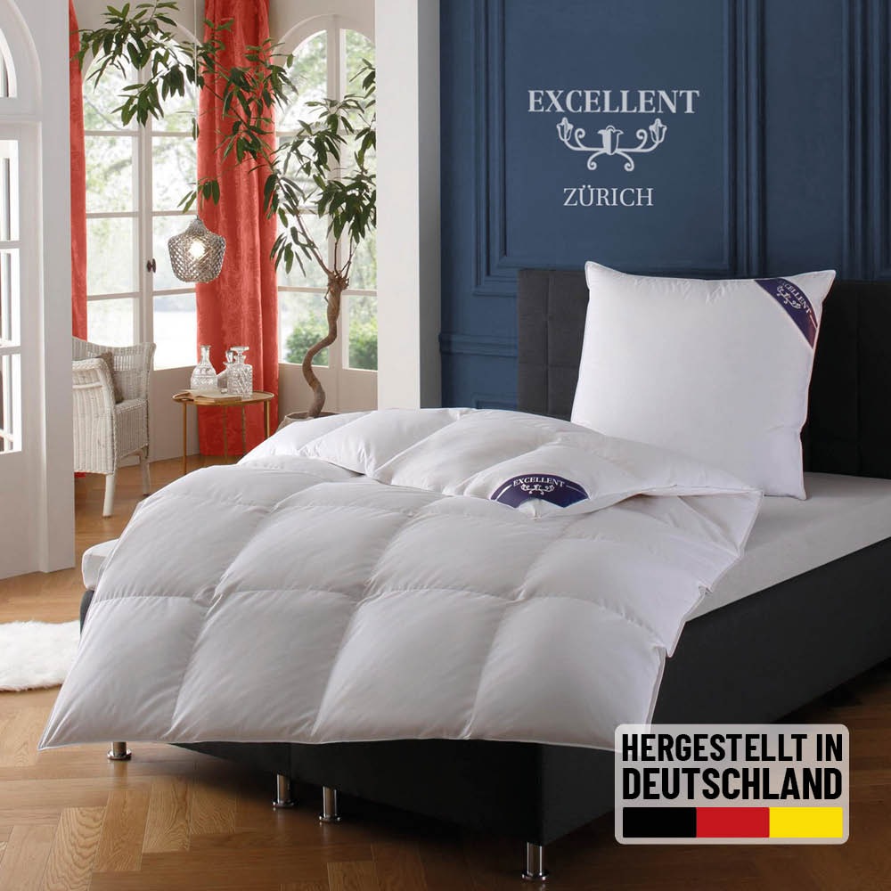Excellent Daunenbettdecke 'Zürich, Bettdecke normal mit Bestnote 'Hoher Schlafkomfort' bewertet.' warm Füllung 100Daunen 1 Stk. tlg. Bettdecke 135x200 cm, 155x220cm und weitere Größen, Made in Germany