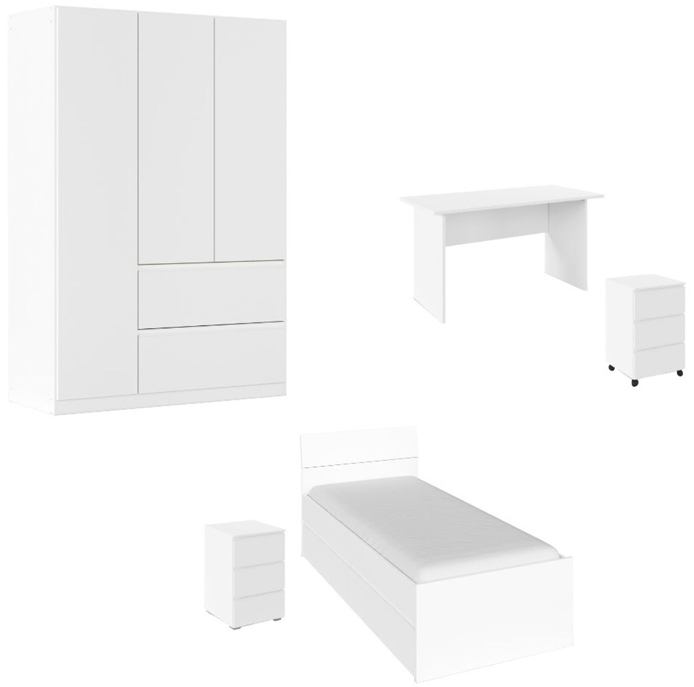 rauch 'Komplettzimmer Schlafzimmer-Set (5-St.) Jugendzimmer-Set JOEL' Set, Bett 90x200 oder 140x200 cm, Ausstattungspakete BASIC/CLASSIC/PREMIUM, 5 Stk. tlg. Bett 2 Breiten,Nachttisch,Tisch,Rollcontainer,Schrank MADE IN GERMANY