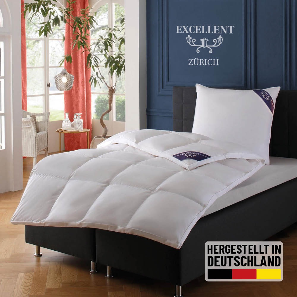 Excellent Daunenbettdecke 'Zürich, Bettdecke normal mit Bestnote 'Hoher Schlafkomfort' bewertet.' extrawarm Füllung 100Daunen 1 Stk. tlg. Bettdecke 135x200 cm, 155x220cm und weitere Größen, Made in Germany