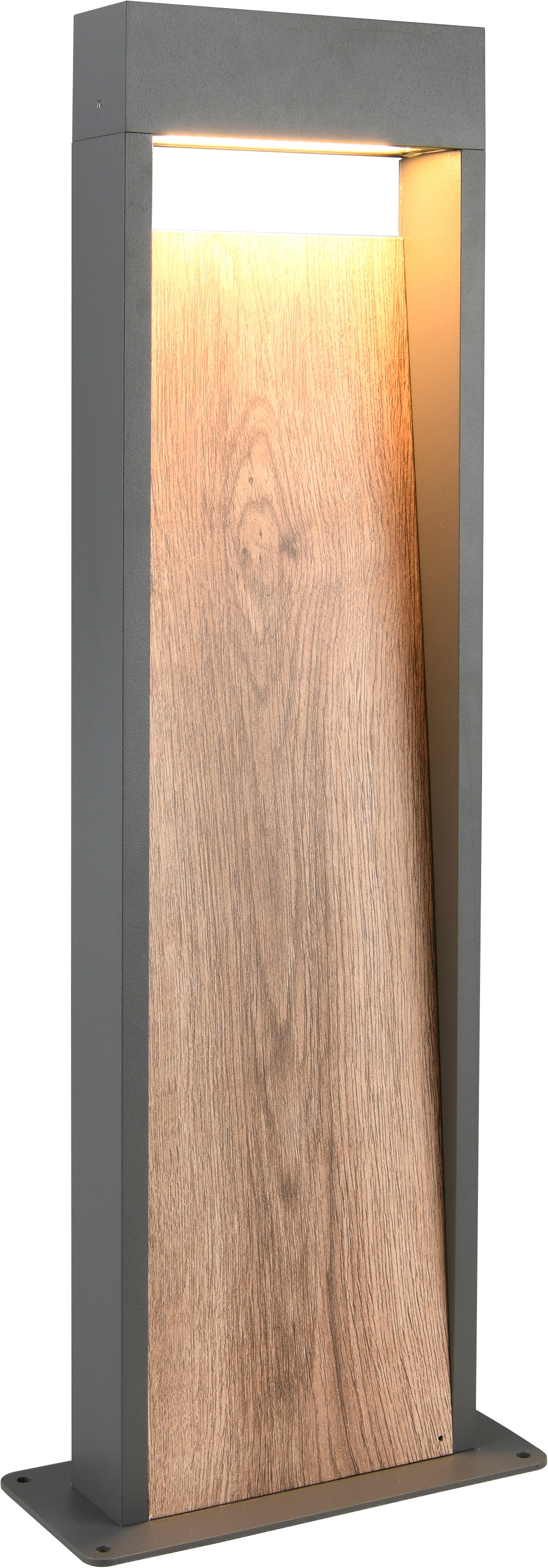 TRIO Leuchten LED Außen-Stehlampe 'SALMON, Outdoor LED Stehleuchte 11W 1200 Lm 3000K, Garten Stehlampe' LED-Board 1 Stk. Warmweiß aus Aluminium & Holz-Optik, IP44 LED Garten Wegeleuchte