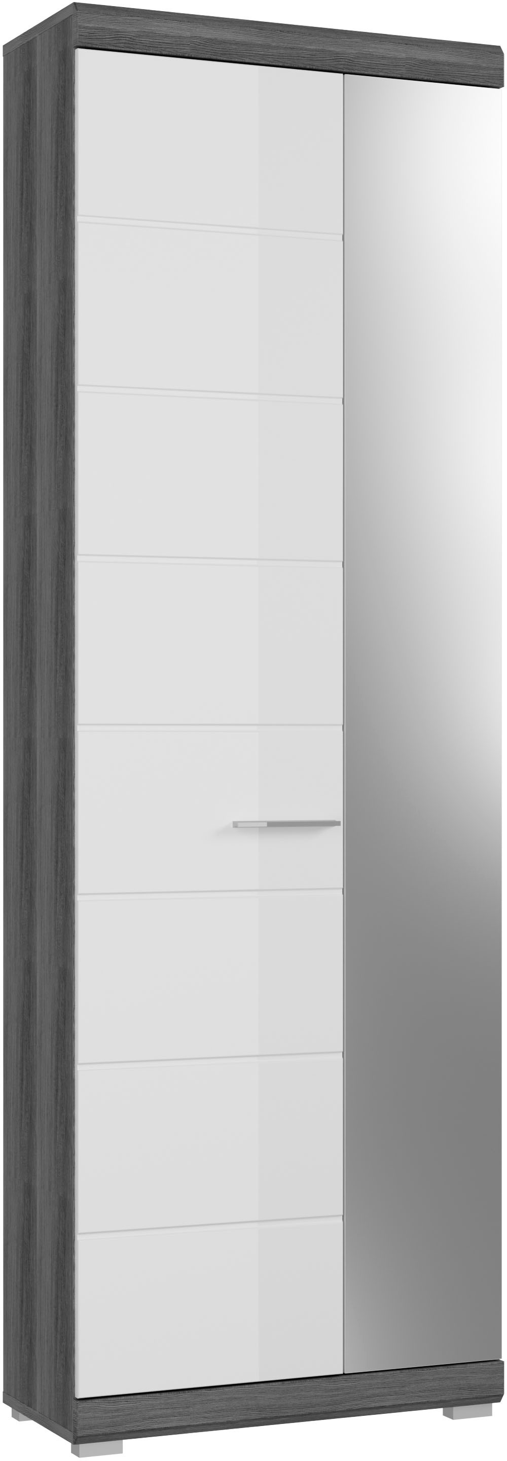 Home affaire Garderobenschrank 'SIENA, Höhe 197cm, 2 Türen, 4 Einlegeböden, ausziehbare Kleiderstange' hochwertige Rillenfräsung in MDF Front, 1 Stk. tlg. Stauraumschrank, Flurschrank, Dielenschrank