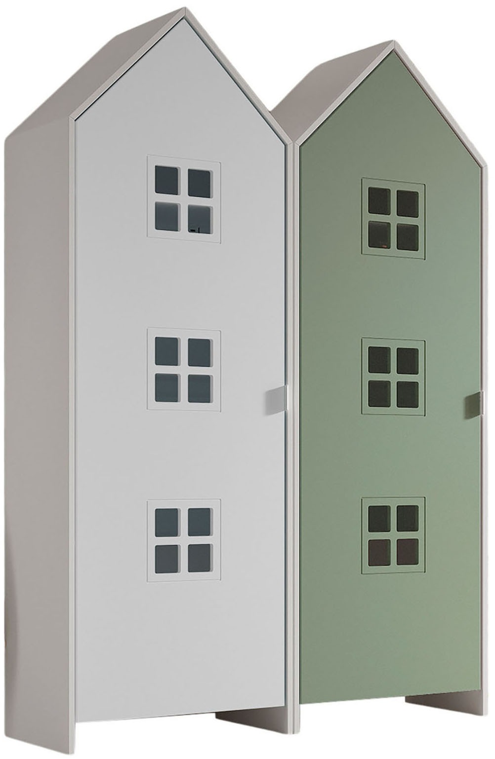 Vipack Kleiderschrank 'Set Casami Bruges in trendigem Design, 2 Kleiderschränke' Schranktüren in verschiedenen Farbkombinationen und Fensteranordnungen, 2 Stk. tlg. variable Anordnung, Kleiderschränke mit Böden und Kleiderstange