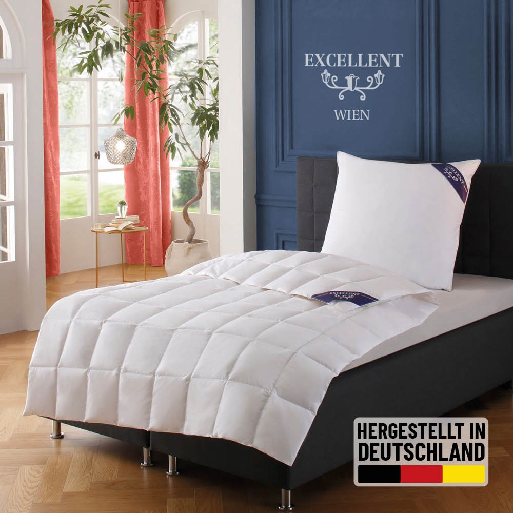 Excellent Daunenbettdecke 'Wien, Bettdecken für Sommer und Winter, Decke' extraleicht Füllung 90Daunen10Federn 1 Stk. tlg. Bettdecke 135x200 cm, made in Germany, allergiker geeignet (Hausstaub)