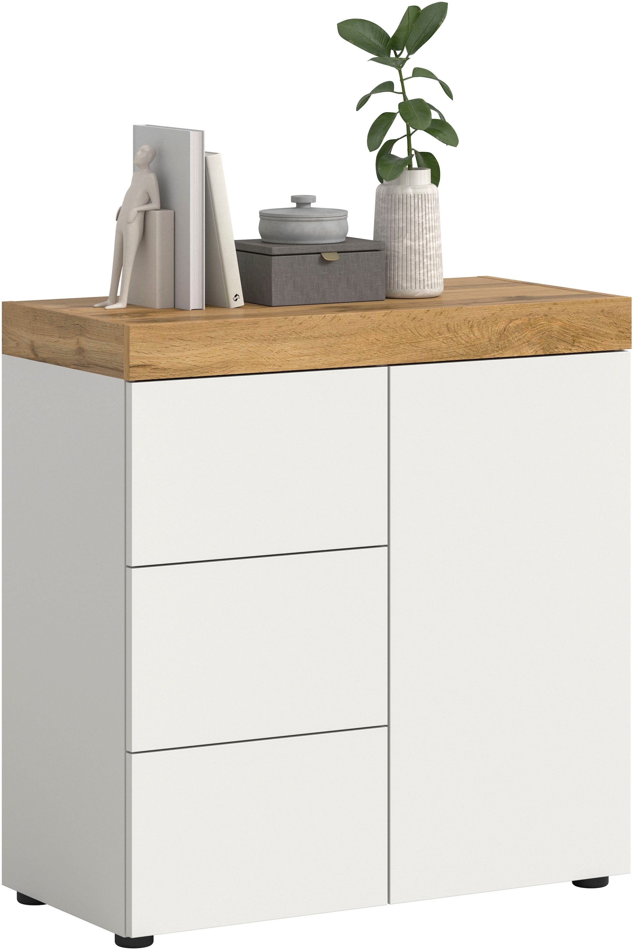OTTO home Kommode 'MAMBO, Breite 77cm, 1 Tür, 3 Schubkästen, push-2-open' 2 farbige Ausführung, in verschiedenen Farben erhältlich, 1 Stk. tlg. Kommode, Anrichte, Wohnzimmer, Schlafzimmer