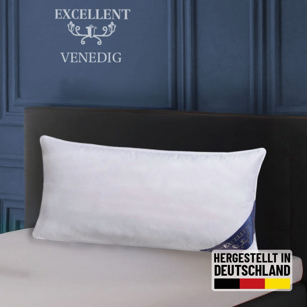 Excellent 3-Kammer-Kopfkissen 'Venedig, Kissen 1-tlg. oder 2-tlg. hergestellt in Deutschland' Füllung: 90% Daunen (Außenkammer) 1 Stk. tlg. Kopfkissen in 40x80 und 80x80, Hohenstein Institute ausgezeichnet