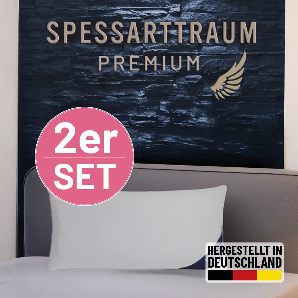 SPESSARTTRAUM Gänsedaunenkopfkissen 'Premium, Kopfkissen 1-tlg. oder 2-tlg. 40x80 oder 80x80 cm' Füllung: 60Gaensedaunen40Gaensefedern 2 Stk. tlg. hergestellt in Deutschland, allergikerfreundlich, im Set günstiger