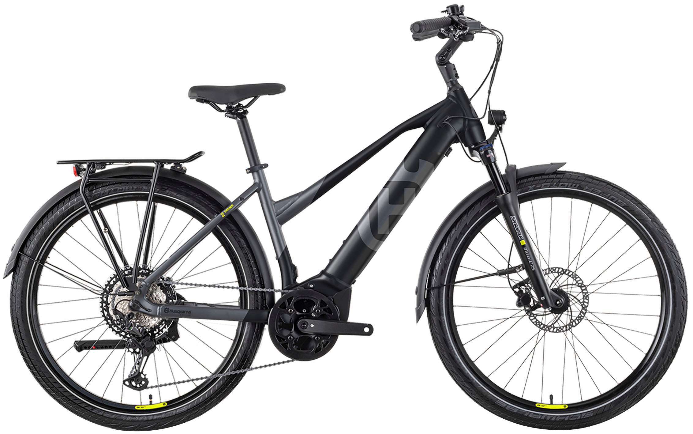 Husqvarna E-BICYCLES 'E-Trekkingbike Pather 2 Damen' 11 Gang Tektro RD-M550 Schaltwerk Kettenschaltung Mittelmotor 250 W 27,5 Zoll, Yamaha Motor, Scheibenbremsen, mit Straßenzulassung, Pedelec, Elektrofahrrad für Damen