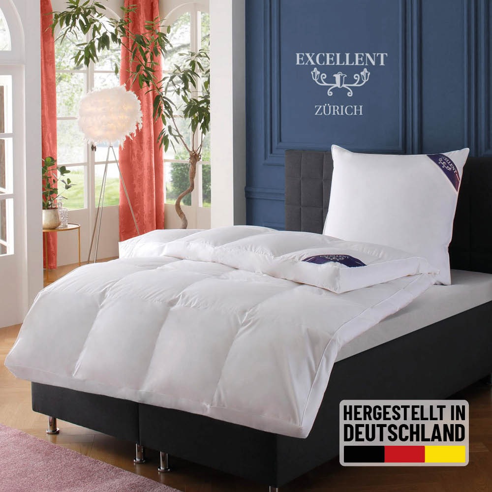 Excellent Daunenbettdecke 'Zürich, Bettdecke normal mit Bestnote 'Hoher Schlafkomfort' bewertet.' polarwarm Füllung 100% Daunen 1 Stk. tlg. Bettdecke 135x200 cm, 155x220cm und weitere Größen, Made in Germany