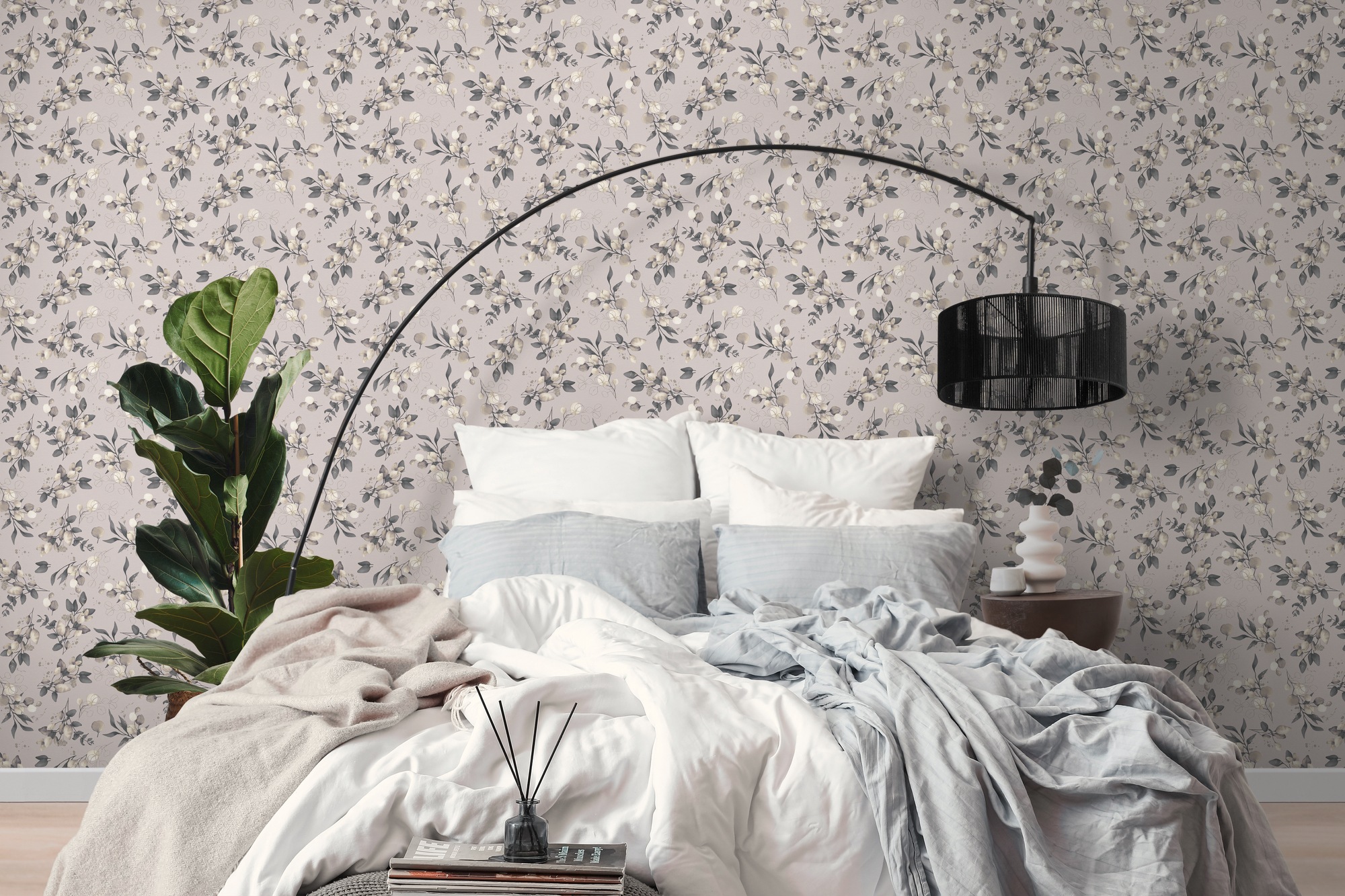 A.S. Création Vliestapete 'Pure Elegance Blumen-Tapete Mustertapete Blümchen Blattmuster' leicht glänzend glatt Vliestapete floral für Schlafzimmer Küche Wohnzimmer Blumen Design
