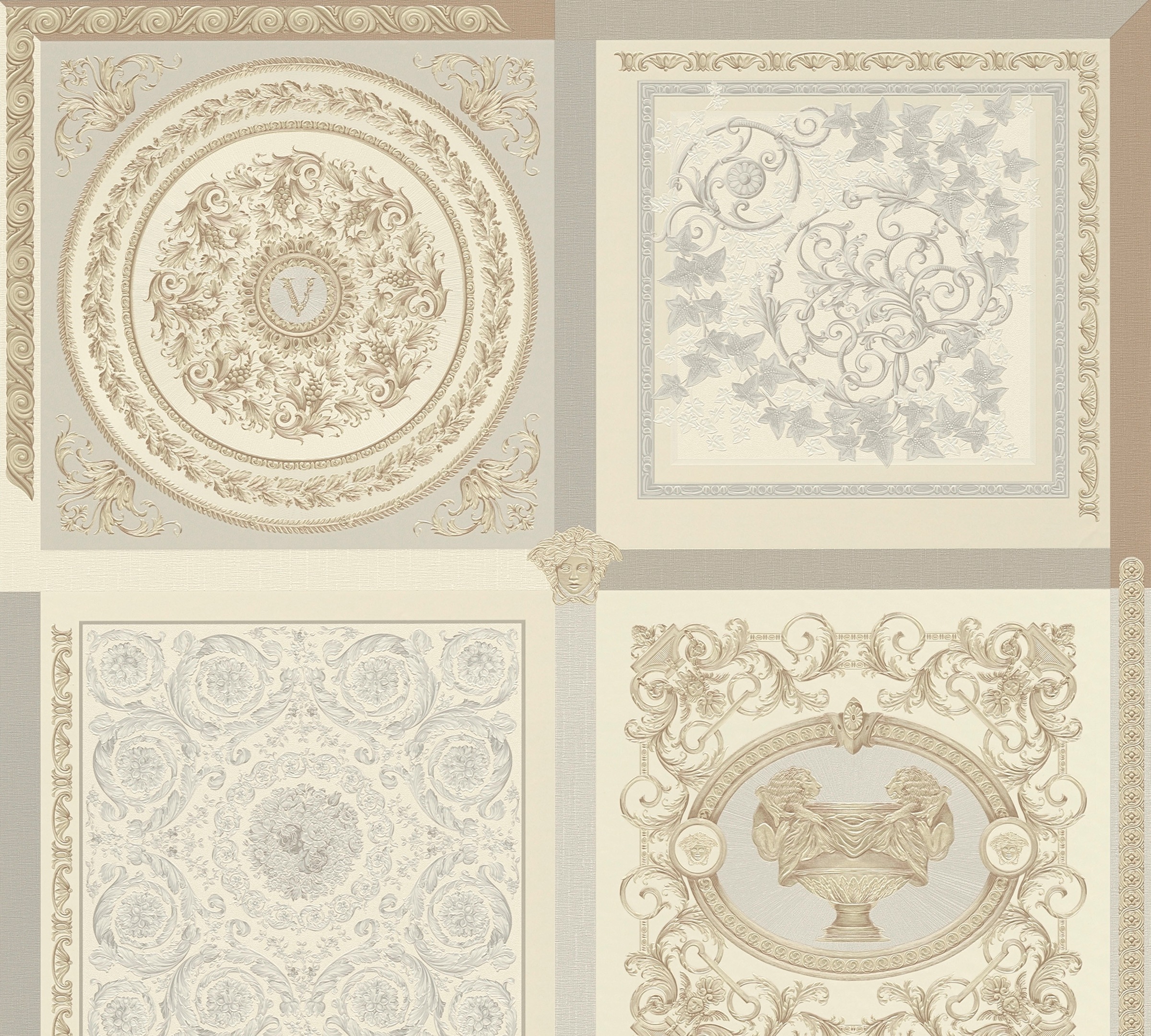 Versace Vliestapete 'Wallpaper Versace 5 Design Patchwork' abstrakt gemustert leicht glänzend leicht strukturiert auffallende Fliesen-Tapete Tapeten Wohnzimmer Schlafzimmer Küche Optik