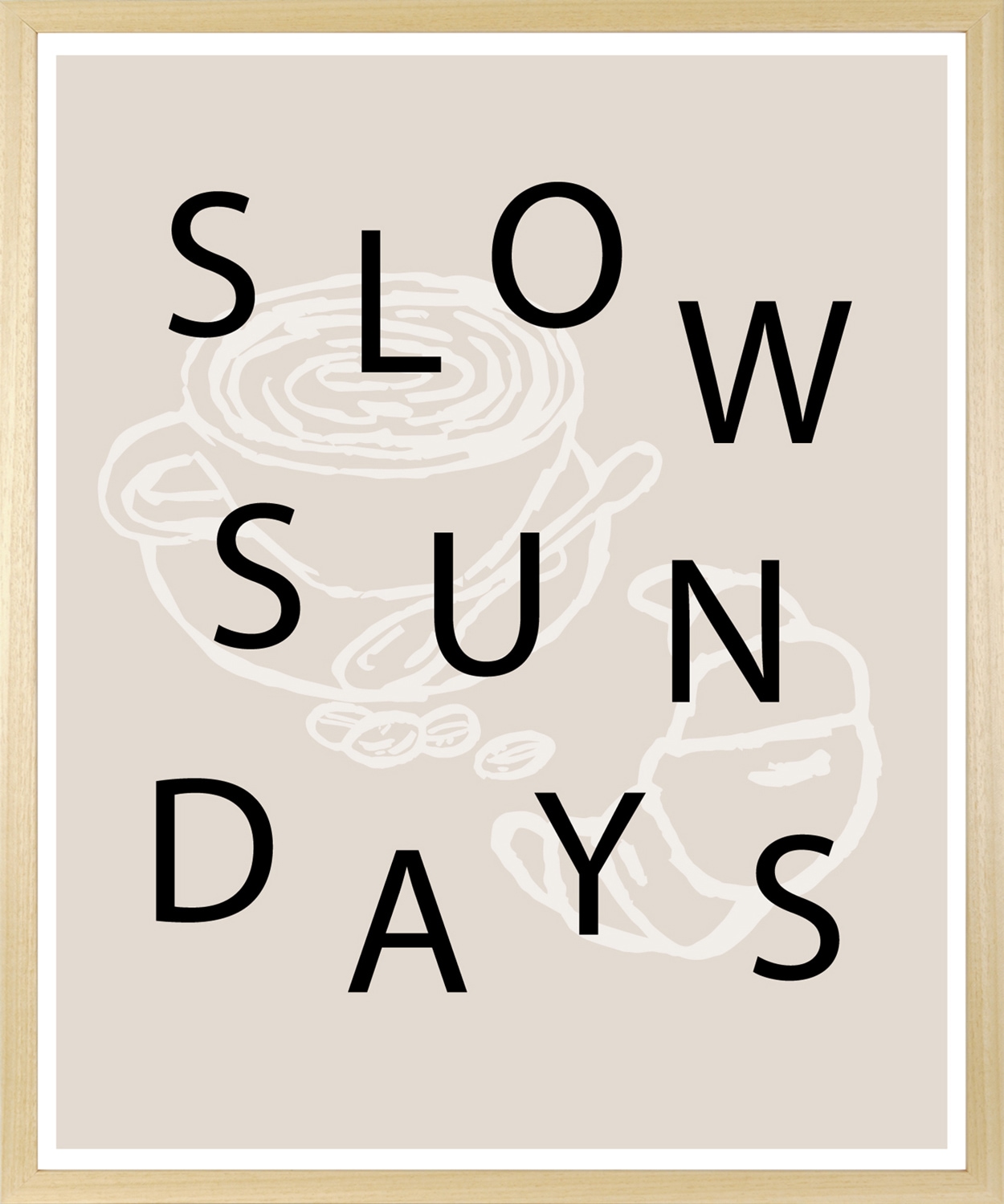 s.Oliver Bild mit Rahmen 'Kaffee & Croissants' Essen Geschirr & Besteck Getränke Kaffee Kaffee Bilder Modern Schriftzug Schriftzüge 1 Stk. tlg. HD Premium Posterdruck mit Echtholzrahmen