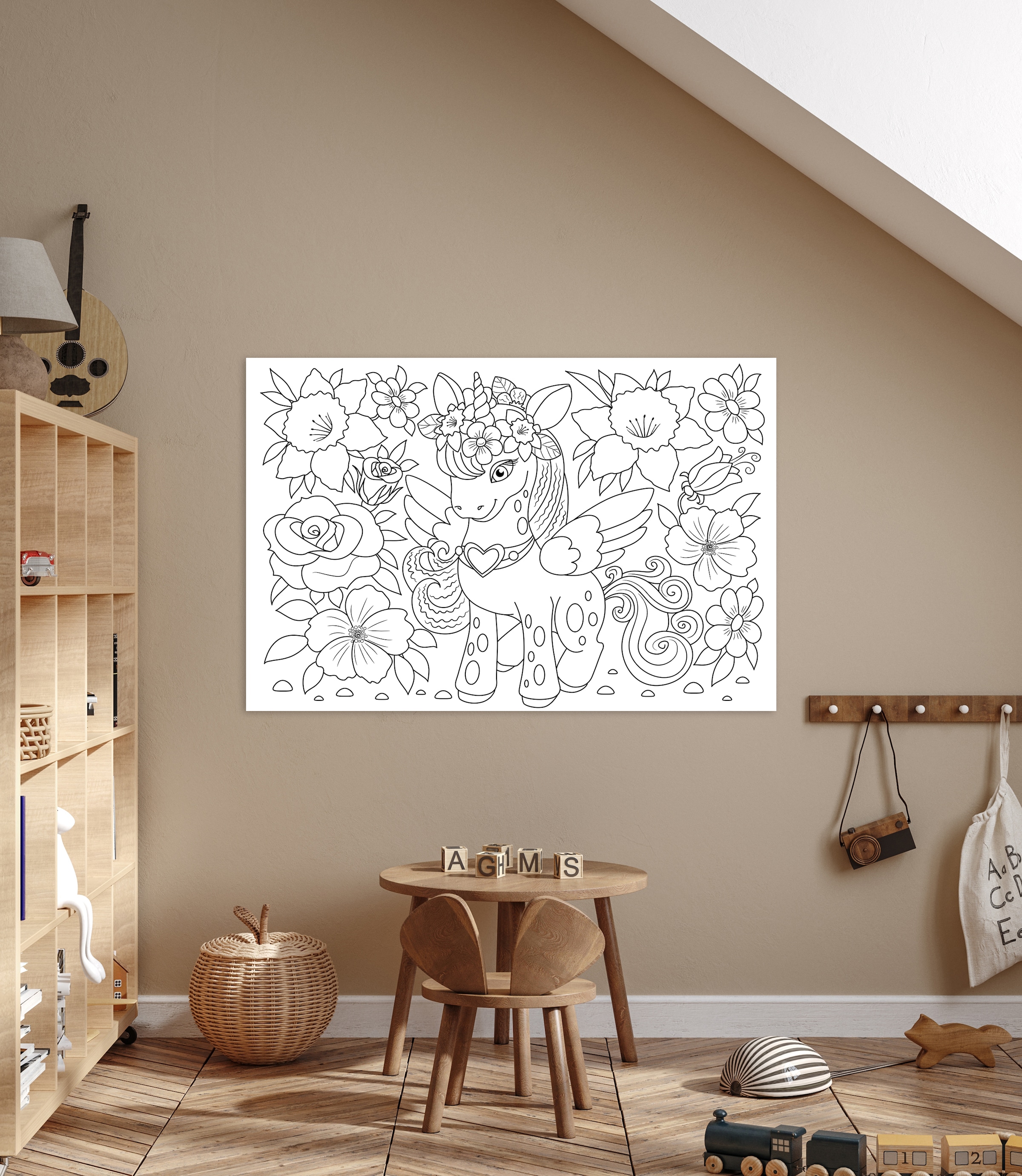 queence Bild 'Einhorn und Blumen' Blumen Blumenbilder Blätter Blätterbilder Einhorn Figuren Mädchen Märchen Märchenbilder klassische Fantasie 1 Stk. tlg. DIY Wandbild aus Dibond