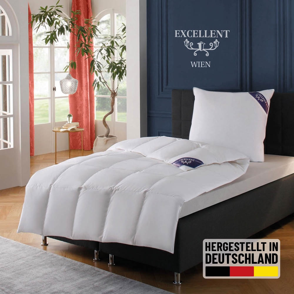 Excellent Daunenbettdecke 'Wien, Bettdecken für Sommer und Winter, Decke' normal Füllung 90Daunen10Federn 1 Stk. tlg. Bettdecke 135x200 cm, made in Germany, allergiker geeignet (Hausstaub)