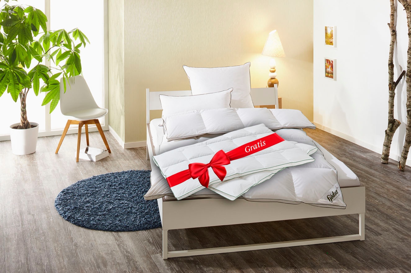 fjödur Daunenbettdecke 'Fabian 2für1, Bettdecke für Sommer, Winter, alle Wärmeklassen' extrawarm Füllung 60% Daunen & 40% Federn 2 Stk. tlg. Bettdecke in 135x200,155x220 cm, inklusive 1 Gratis-Leichtdecke.
