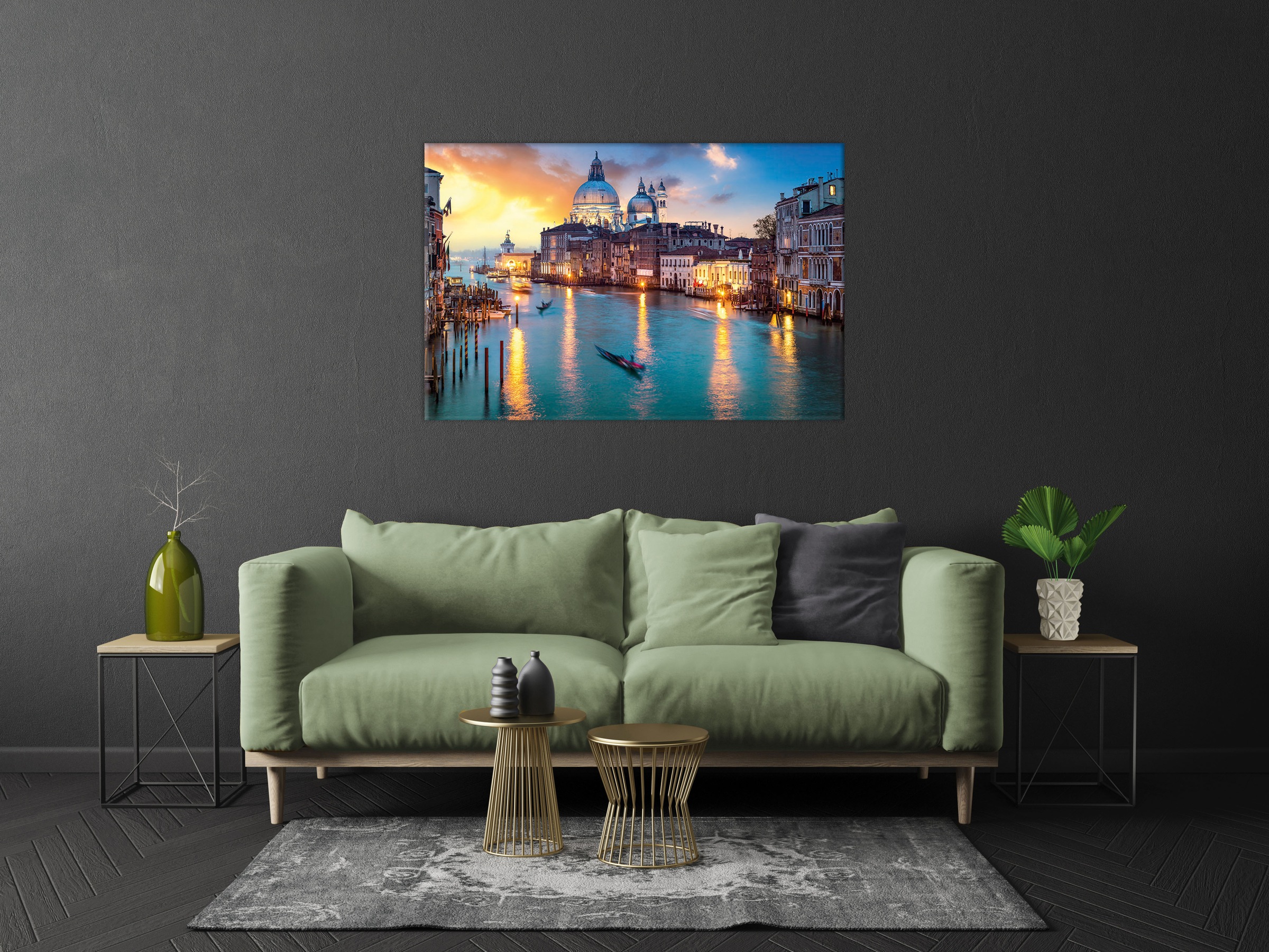 Bönninghoff Leinwandbild Bauwerk Bilder vom Sonnenuntergang & -aufgang Bilder von Europa Boote & Schiffe Gebäude Gewässer Italien Seebilder Sonnenaufgang & -untergang Stadt Städte Venedig 1 Stk. tlg.