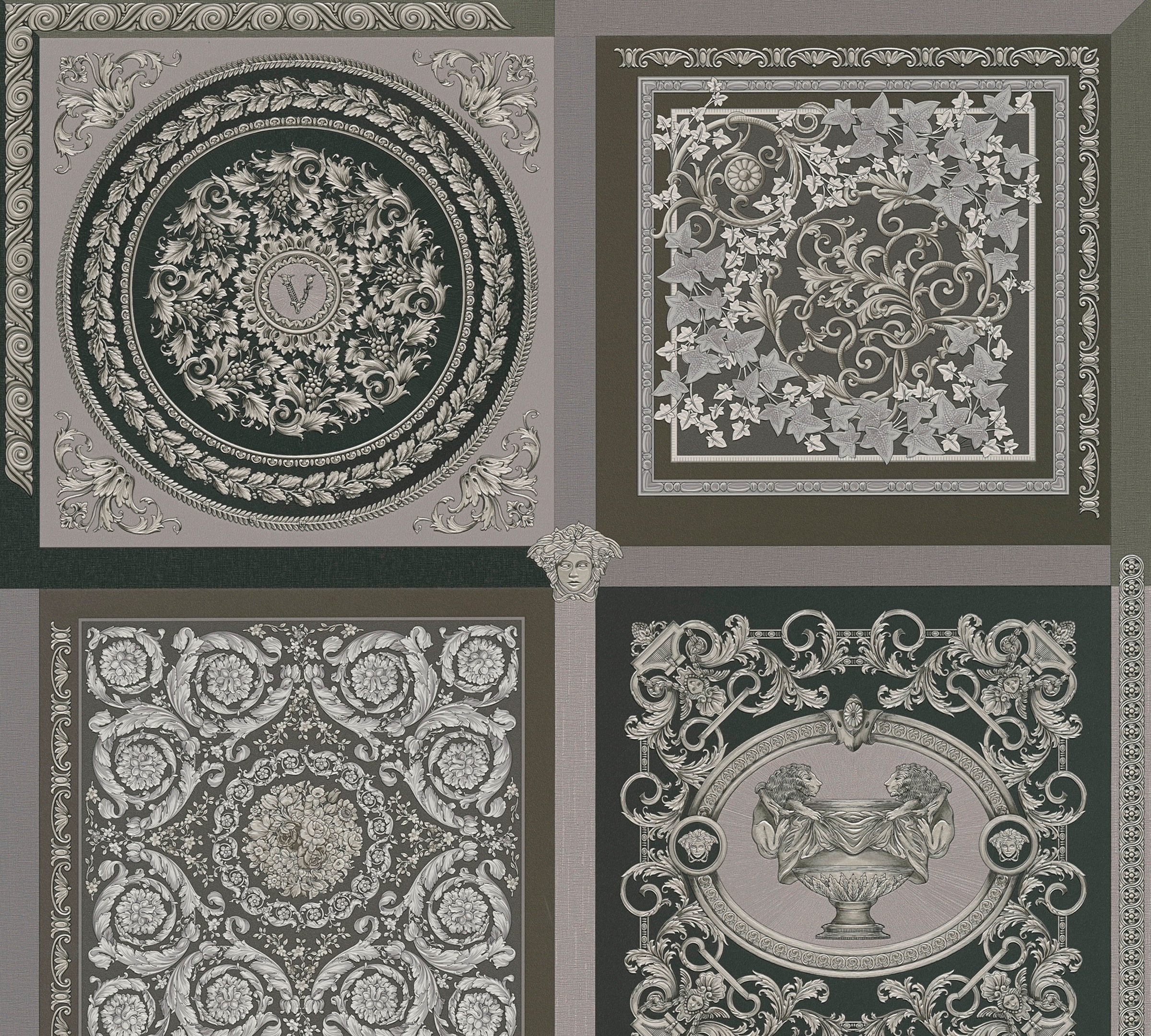 Versace Vliestapete 'Wallpaper Versace 5 Design Patchwork' abstrakt gemustert leicht glänzend leicht strukturiert auffallende Fliesen-Tapete Tapeten Wohnzimmer Schlafzimmer Küche Optik