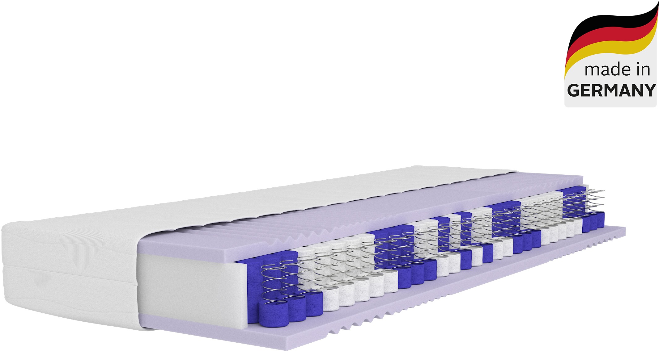Älgdröm Taschenfederkernmatratze 'NEUHEIT: Lasse, 7 Zonen Matratze 90x200 cm, 140x200 cm & mehr' 22 cm hoch 500 Federn 1-tlg., 1 Stk. tlg. Matratze H2, H3 & H4, atmungsaktiv, Hausstauballergiker geeignet
