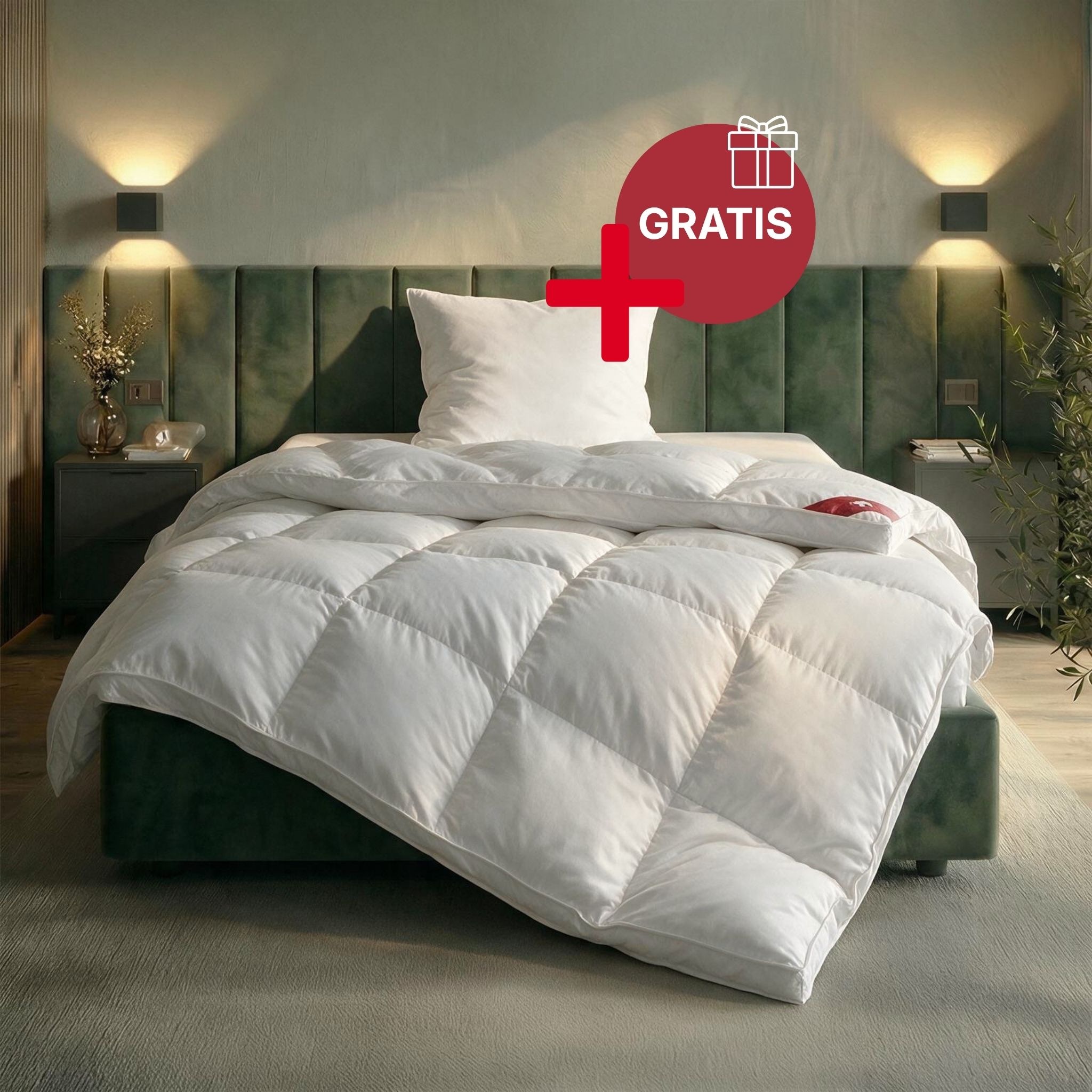 RIBECO Federbettdecke 'Bettdecke extra prall in 135x200 und 155x220cm Topseller,' extrawarm Füllung 100% Federn 1 Stk. tlg. Bettdecke, extra warm, Made in Germany, mit gratis 80x80 cm Kissen