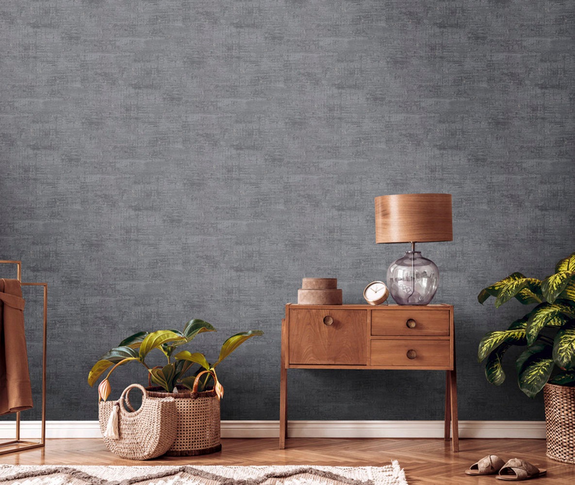 living walls Vliestapete 'Stories of Life Vintage Struktur-Vliestapete Schwarz' Abriebeffekte einfarbig uni aufgeschäumt Schlafzimmer Wohnzimmer Tapete Modern Tapeten Wohnzimmer Schlafzimmer