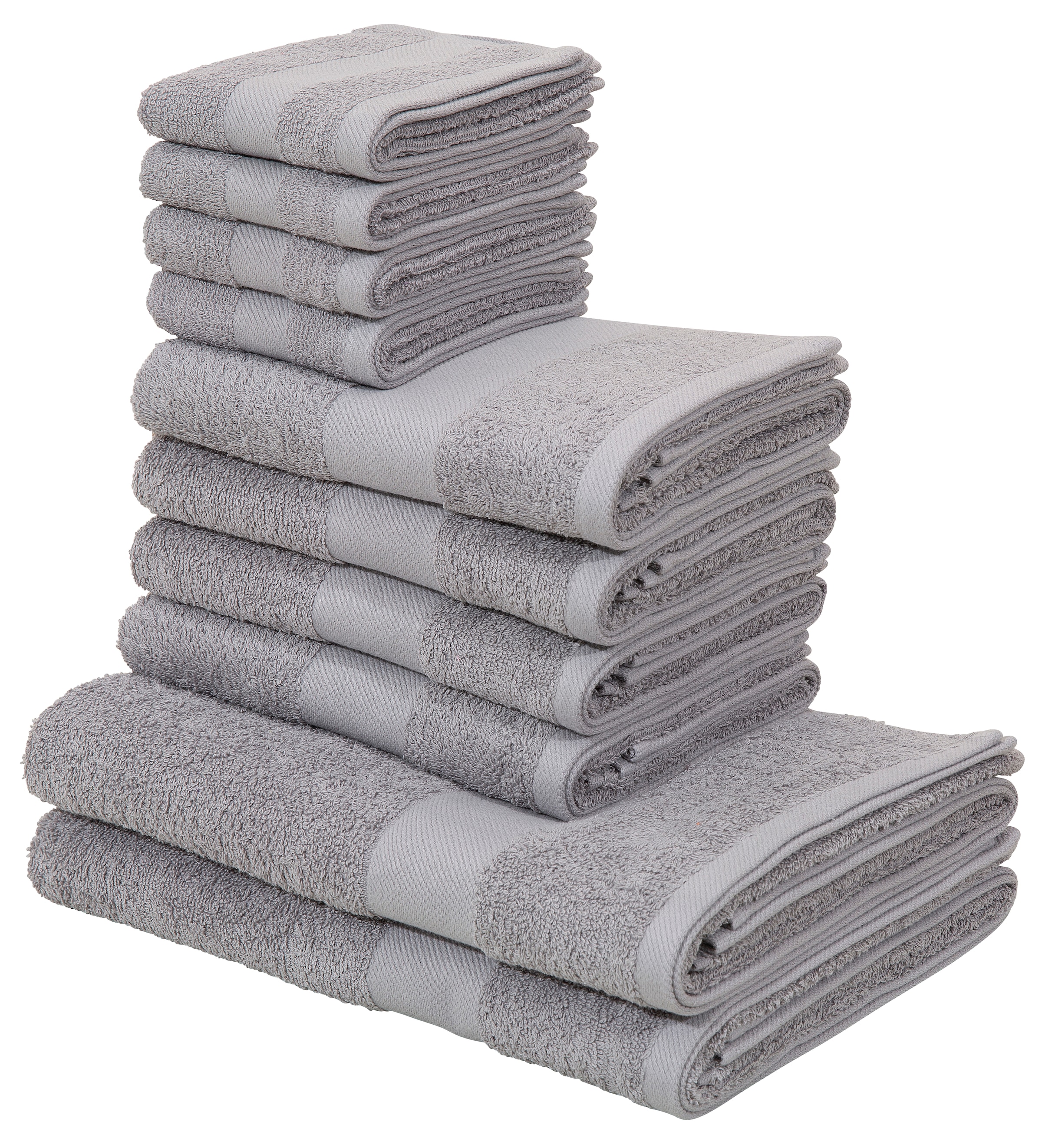 OTTO home Handtuch Set 'Melli, 2 Duschtücher 70x140, 4 Handtücher 50x100, 4 Gästetücher 30x50' Set Walkfrottee Handtuchset in dezenten Farben mit Bordüre, 100% Baumwoll-Handtücher