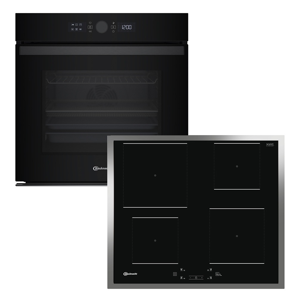 BAUKNECHT Backofen-Set 'BBI4S8PM1SK' mit Teilauszug FlexiClean - zwei mühelose Reinigungsfunktionen (Pyrolyse & Hydrolyse) je nach Bedarf Set, 2 Stk. tlg. AirFry-Funktion – die gesündere Alternative zur Fritteuse