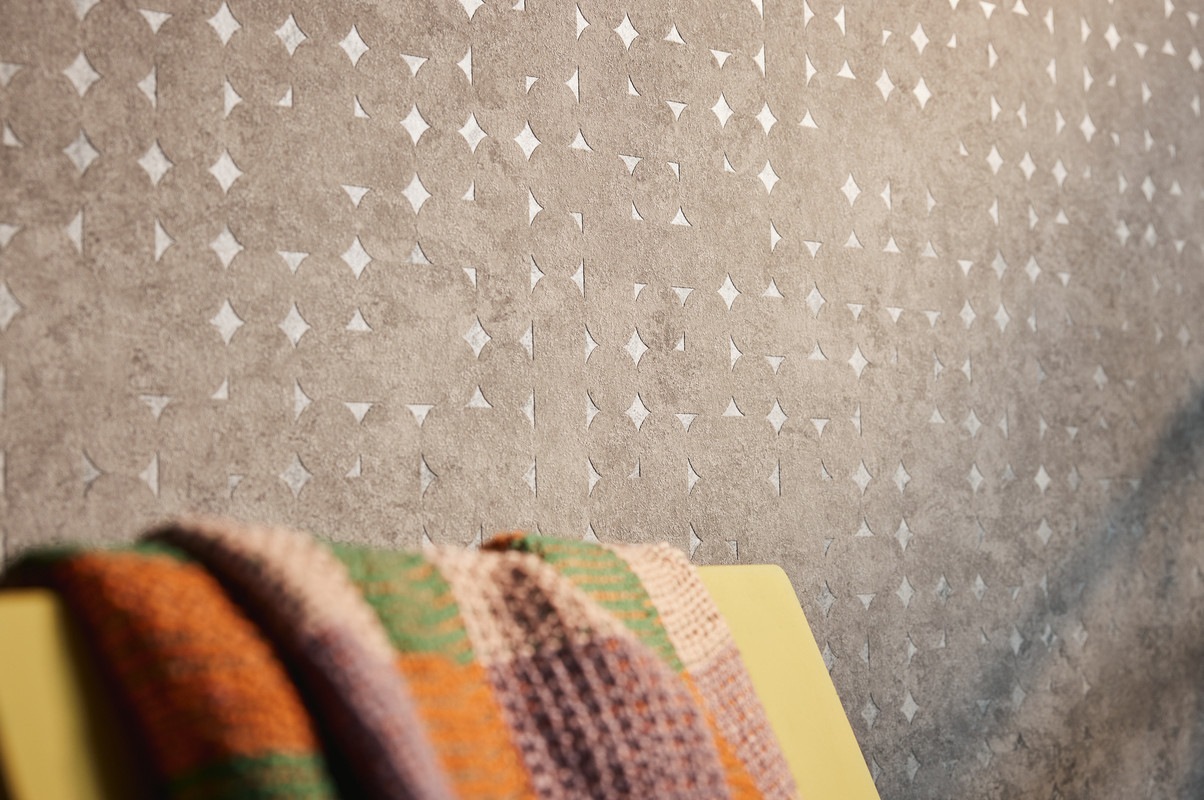 living walls Vliestapete 'Stories of Life Vintage Betonoptik Tapete Beige Braun' Motiv geometrisch grafisch aufgeschäumt Vliestapete für Wohnzimmer Industrial-Look Tapeten Wohnzimmer modern