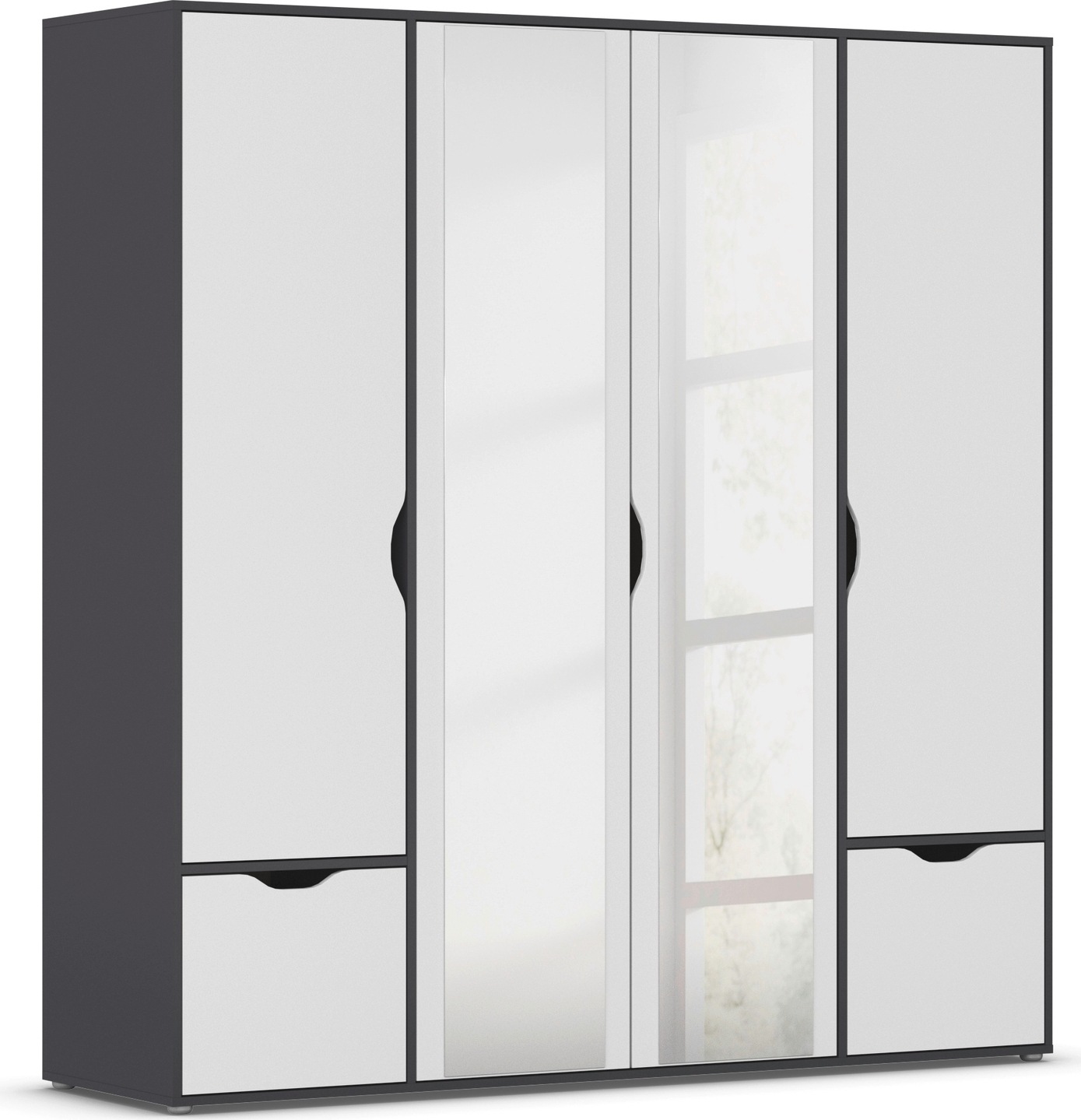 rauch Drehtürenschrank 'Kleiderschrank Schrank Garderobe Wäscheschrank NARAI mit Schubladen' in 3 verschiedenen Ausstattungen BASIC/CLASSIC/PREMIUM, Griffausfräsungen für eine grifflose Optik TOPSELLER MADE IN GERMANY