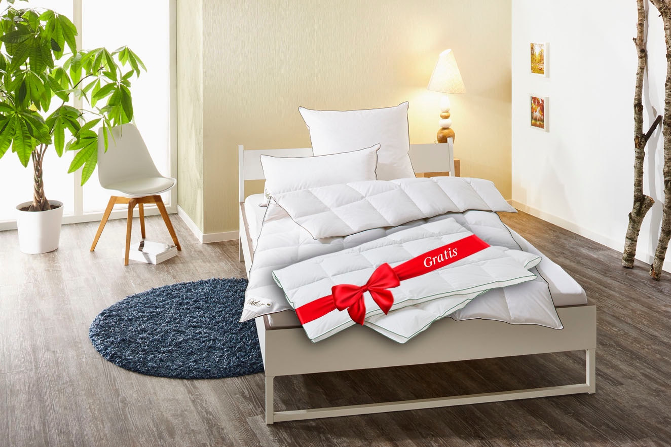 fjödur Daunenbettdecke 'Fabian 2für1, Bettdecke für Sommer, Winter, alle Wärmeklassen' normal Füllung 60% Daunen & 40% Federn 2 Stk. tlg. Bettdecke in 135x200,155x220 cm, inklusive 1 Gratis-Leichtdecke.