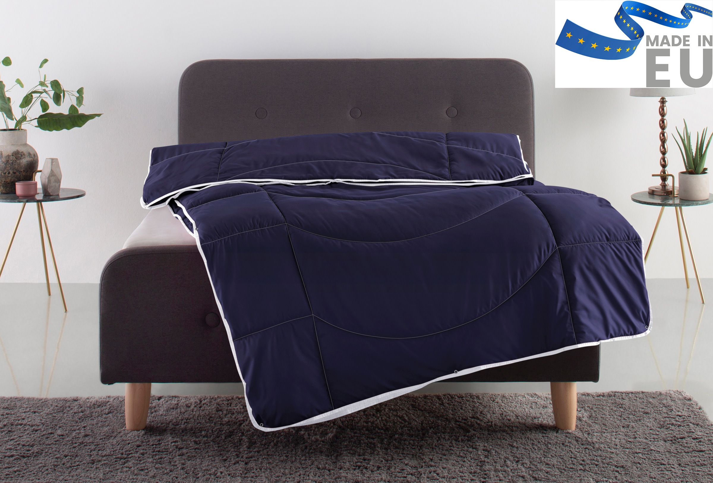 OTTO home Microfaserbettdecke 'Microlux, Bettdecke 135x200 cm und Übergrößen bis 240x220cm' 4-Jahreszeiten Füllung Feuchtigkeitsregulierende 3D Klimafaser (Polyester) 1 Stk. tlg. fest versteppter Bezug - keine Bettwäsche nötig, Sommer, Winter