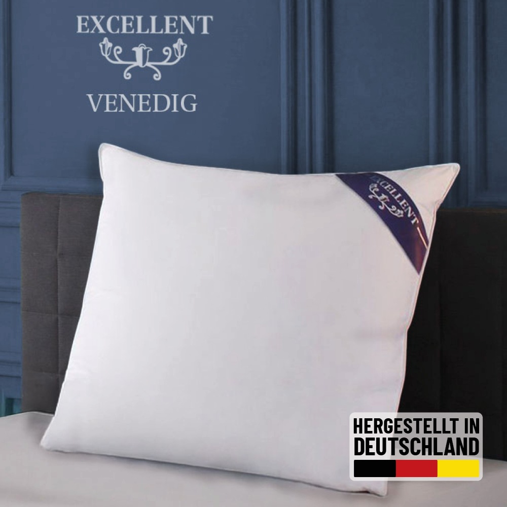 Excellent Kopfkissen 'Venedig, Kopfkissen 1-tlg. oder 2 -tlg.' Füllung: weisseneueFedernundDaunenKlasseI85Federn15Daunen Spar-Set, 2 Kopfkissen, 2 Stk. tlg. Kopfkissen 40x40, 40x80, 80x80, allergiker geeignet (Hausstaub)