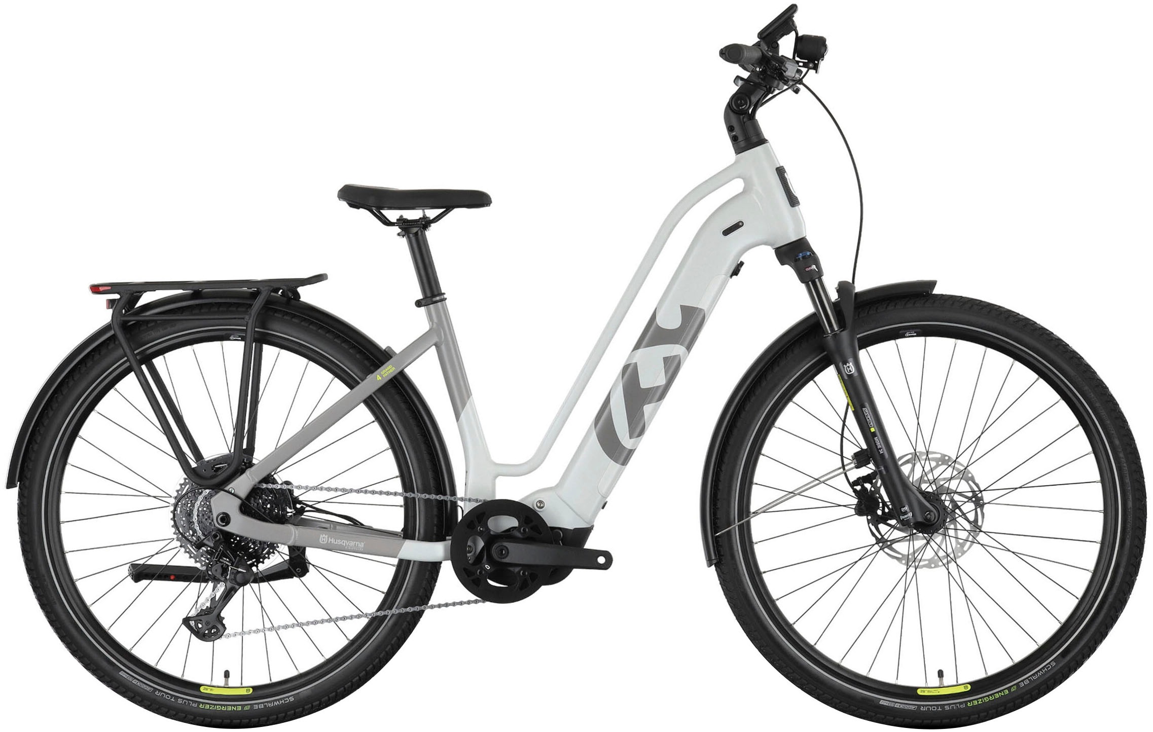 Husqvarna E-BICYCLES 'E-Trekkingbike Grand Pather 4' 11 Gang Tektro RD-M550 Schaltwerk Kettenschaltung Mittelmotor 250 W tiefer Einstieg, 28', Yamaha Motor, Scheibenbremsen, Straßenzulassung, Pedelec, Elektrofahrrad für Herren
