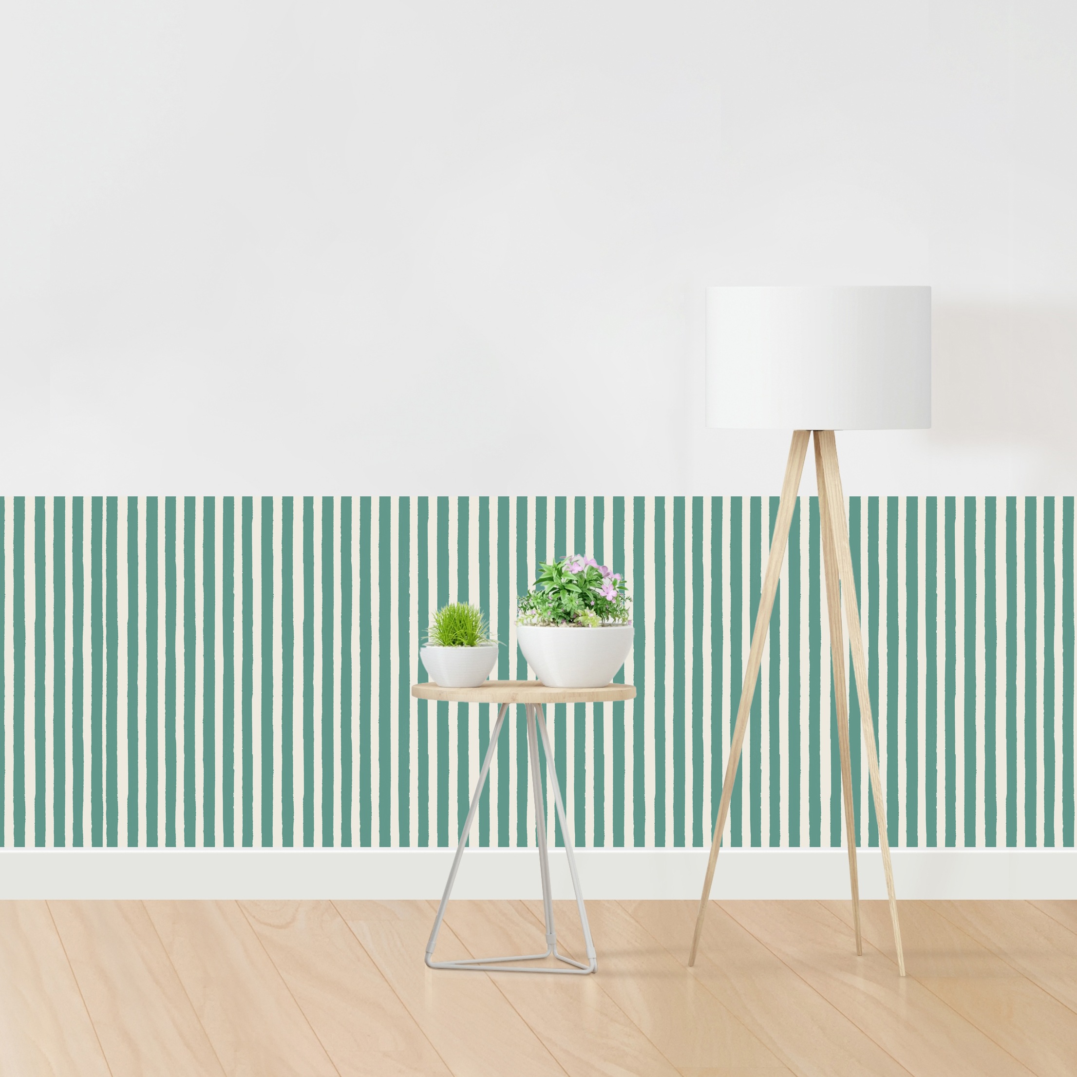 queence Bordüre 'Wandbordüre Dunkelgrün 250x90cm' Nadelstreifen Streifen bedruckt gestreift mehrfarbig natürlich seidenmatt glatt Wandpaneele, selbstklebend, Tapete, Sticker, gestreifte Wandtattoos