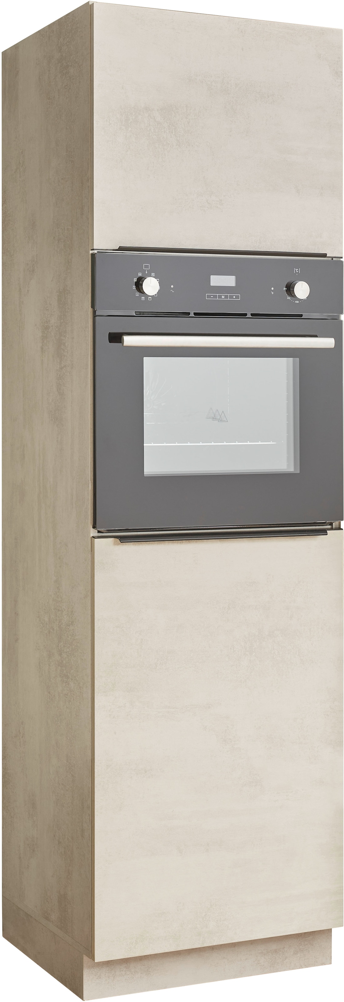 BASIC by Balculina Backofen/Kühlumbauschrank 'Sanibel Küchenschrank Chromix Weiß, Hochschrank BxHxT 60 x 210 x 58' 1 Stk. tlg. Mit 2 Türen, Platz für Backofen und Einbaukühlschrank, Breite 60cm