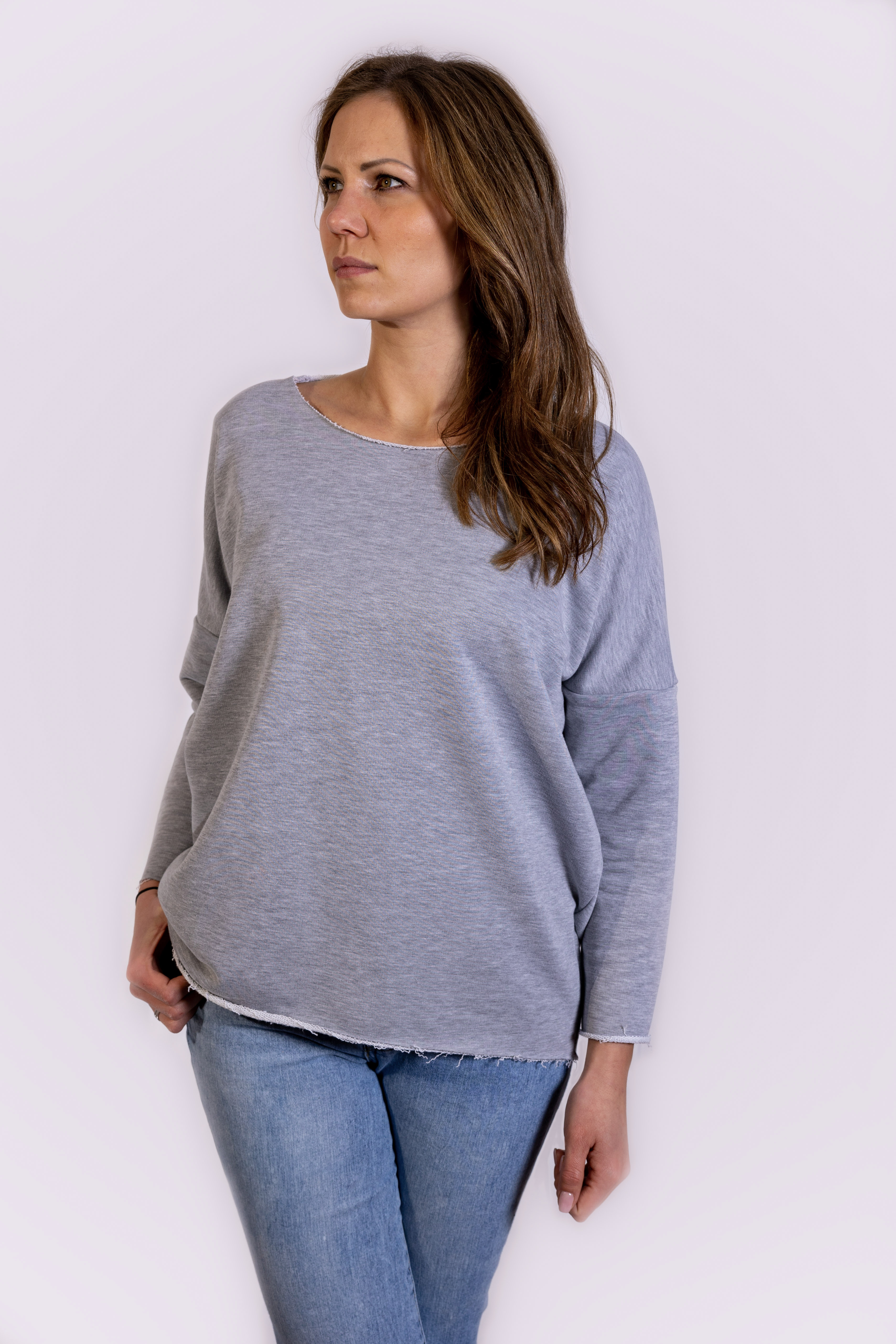 Be Famous Raw Edge Crew Neck Sweatshirt