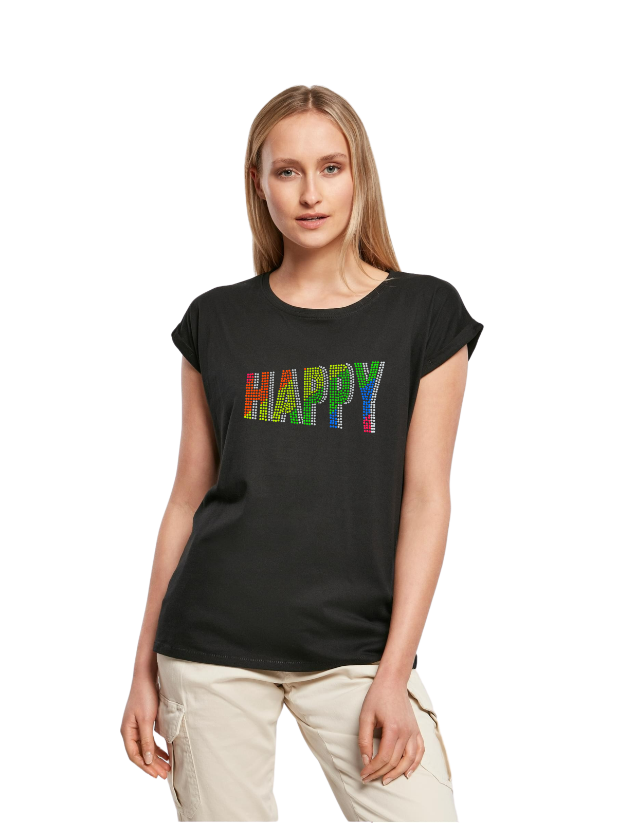 Be Famous Classic Roll Up T-Shirt Happy Studs