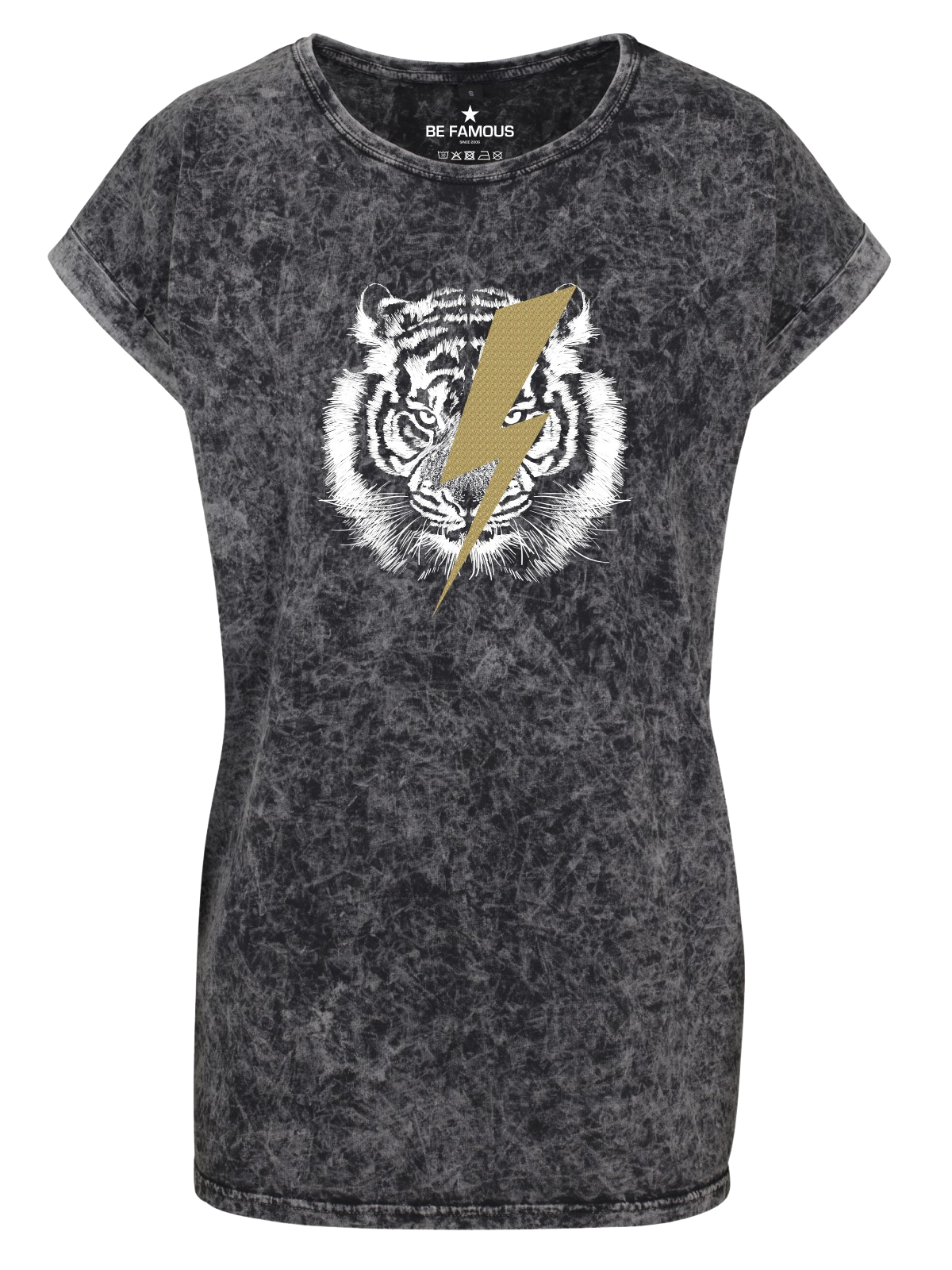 Be Famous Women Classic Roll Up T-Shirt Tigerflashpho
