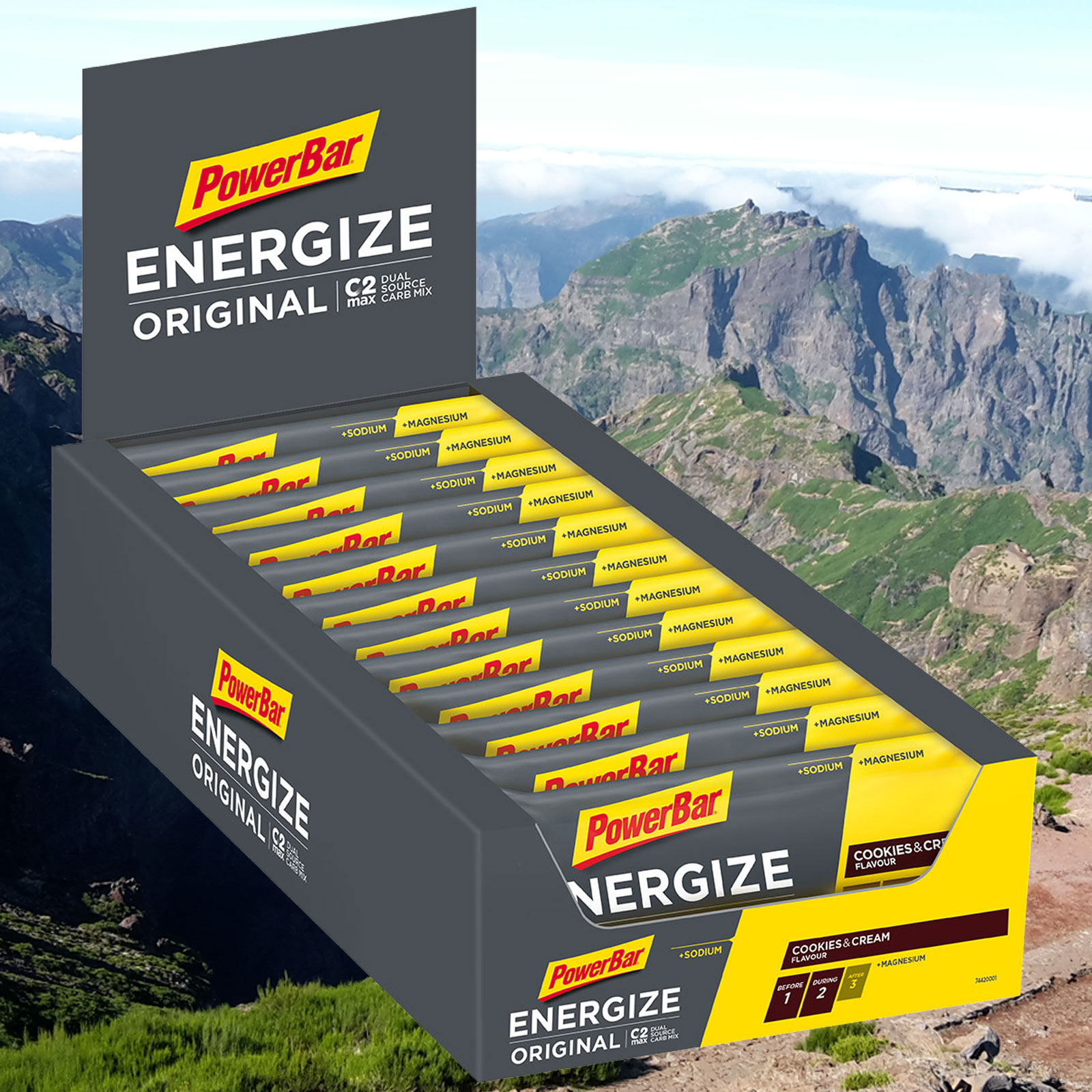 PowerBar ENERGIZE ORIGINAL Riegel Cookies & Cream Box mit 15x55g