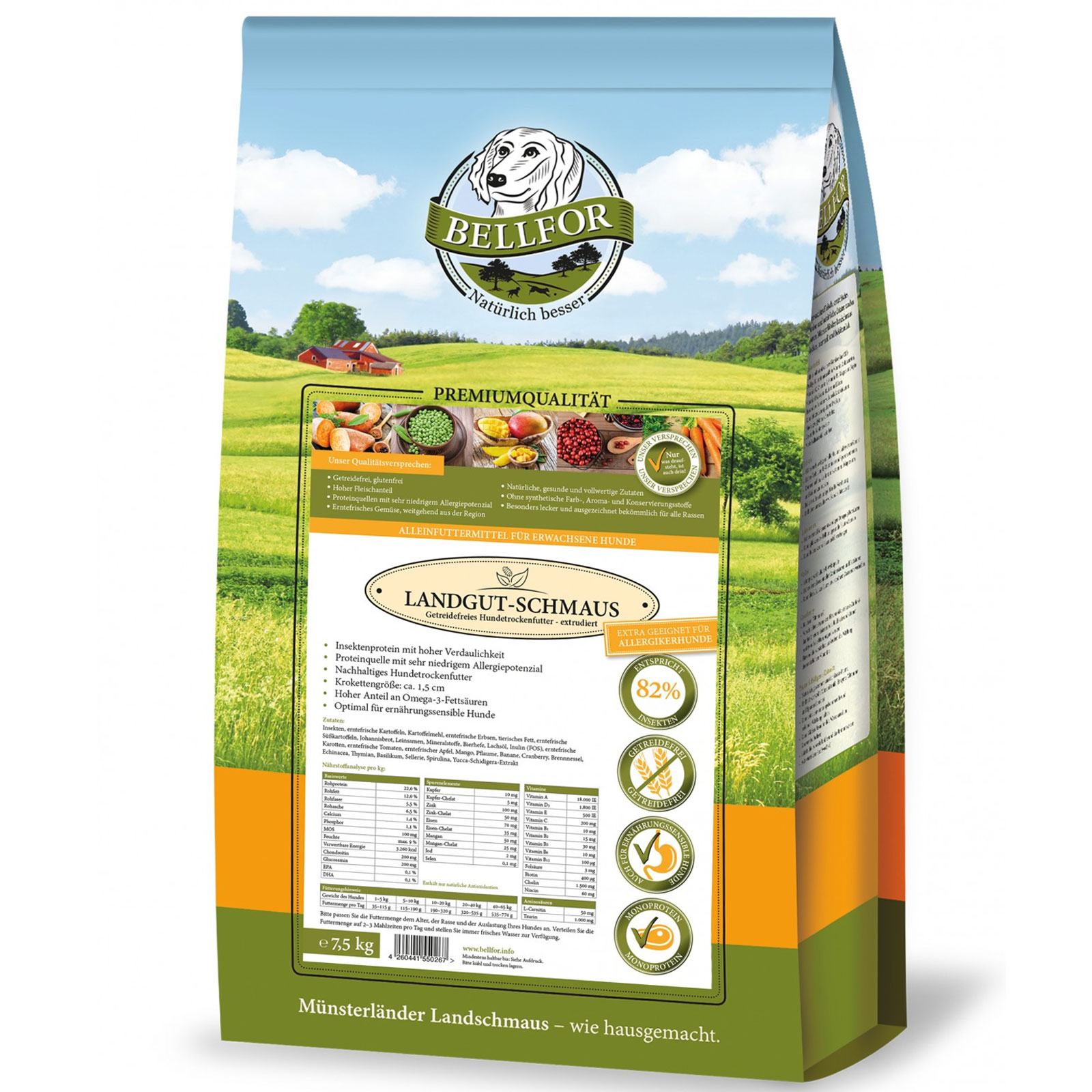 Bellfor Trockenfutter für Hunde mit Insekten Getreidefrei 7,5kg | 28439