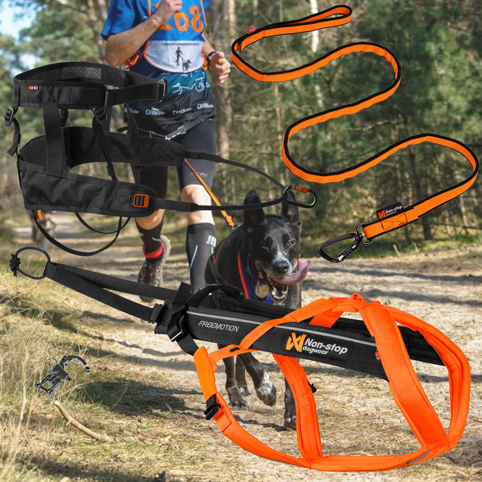 Non-stop dogwear CANICROSS SET - Komplett-Set black/orange