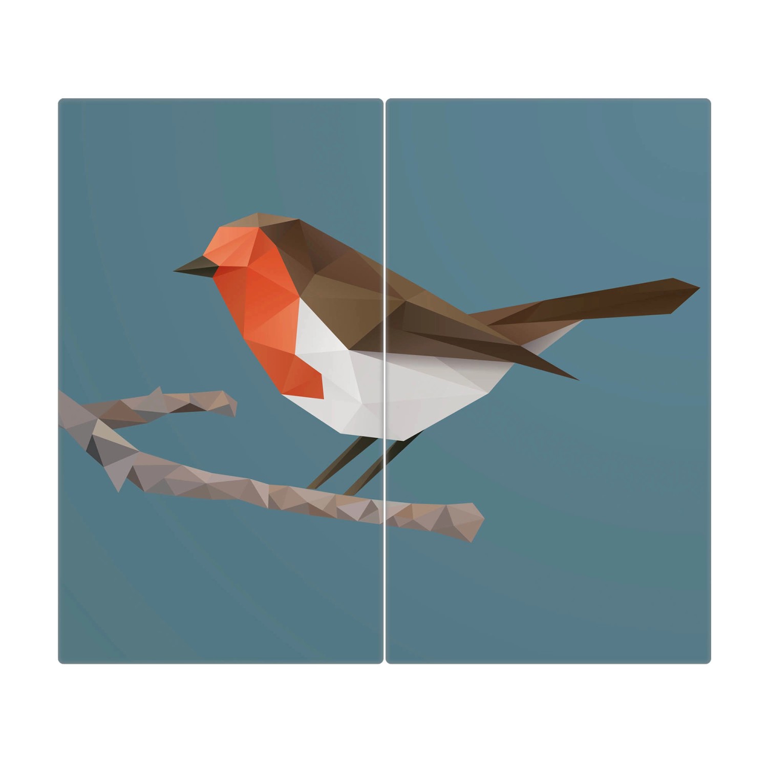 Banjado Herdabdeckplatte Glas 2 Teilig Je 30x52CM Schneidebrett Herdabdeckung Mit Motiv Abstrakter Vogel