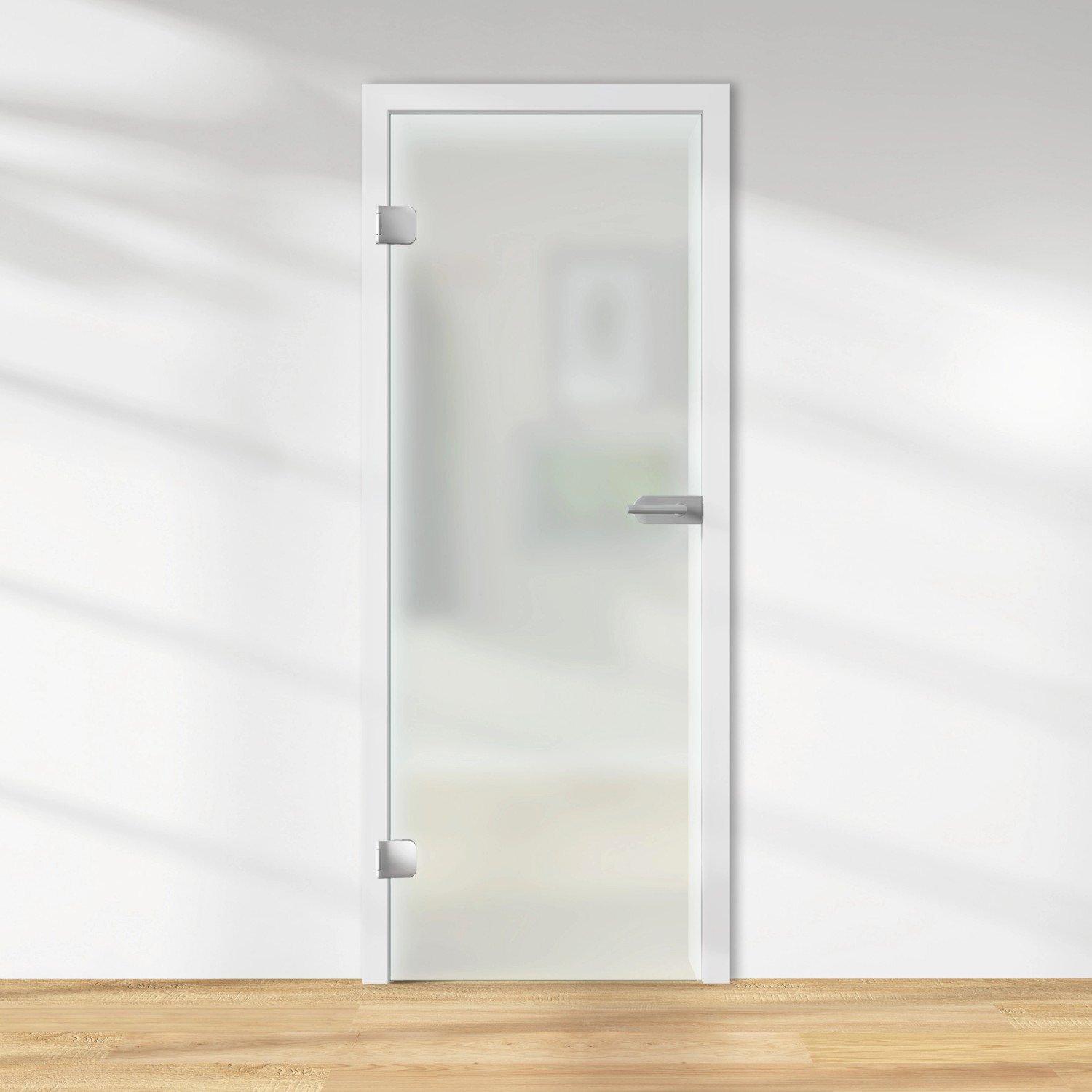 Glasdrehtür ESG Floatglas Dekor Siebdruck 36/84 DIN Links 1972 x 709 x 8 mm