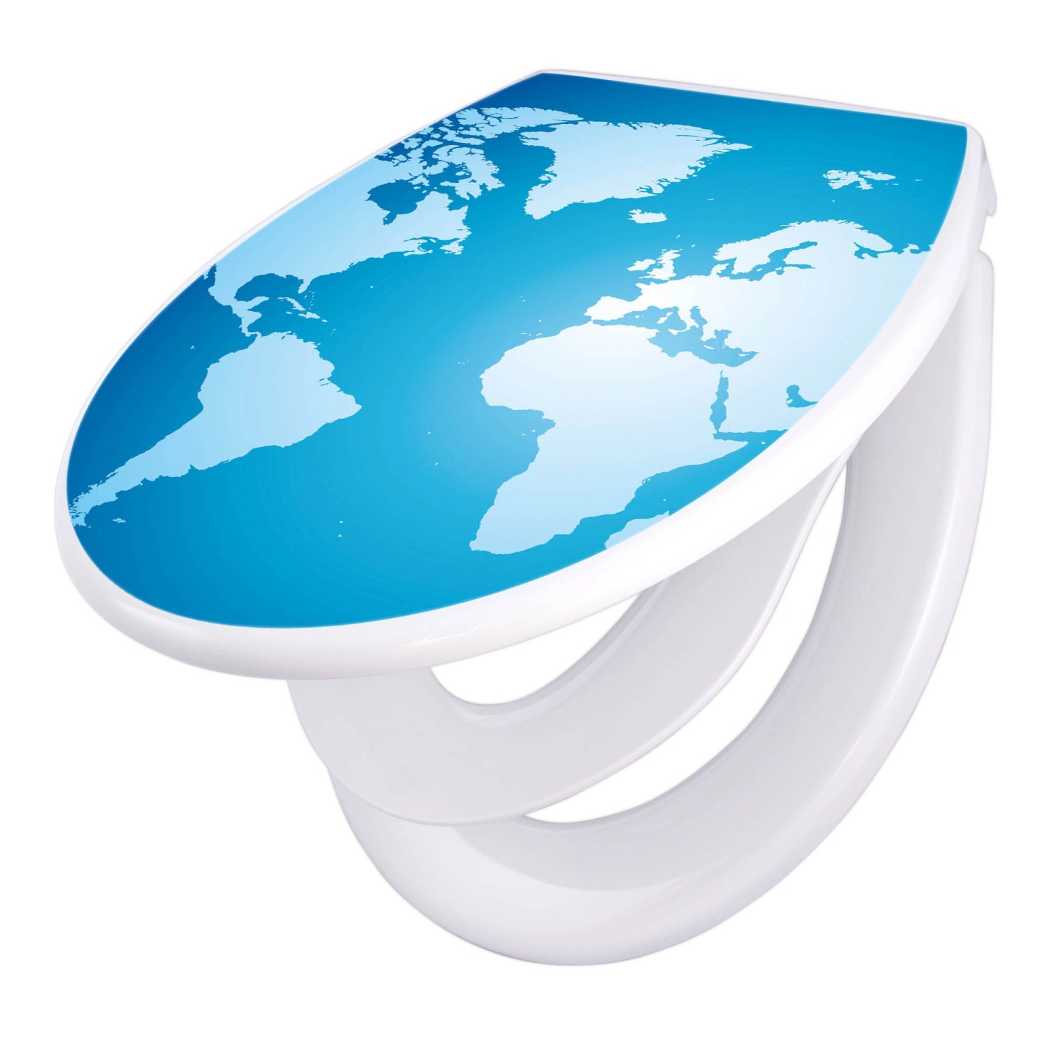 Banjado Familien WC Sitz Mit Absenkautomatik Universeller Klodeckel Mit Kindersitz Hochwertiges Polypropylen Mit Motiv Weltkarte