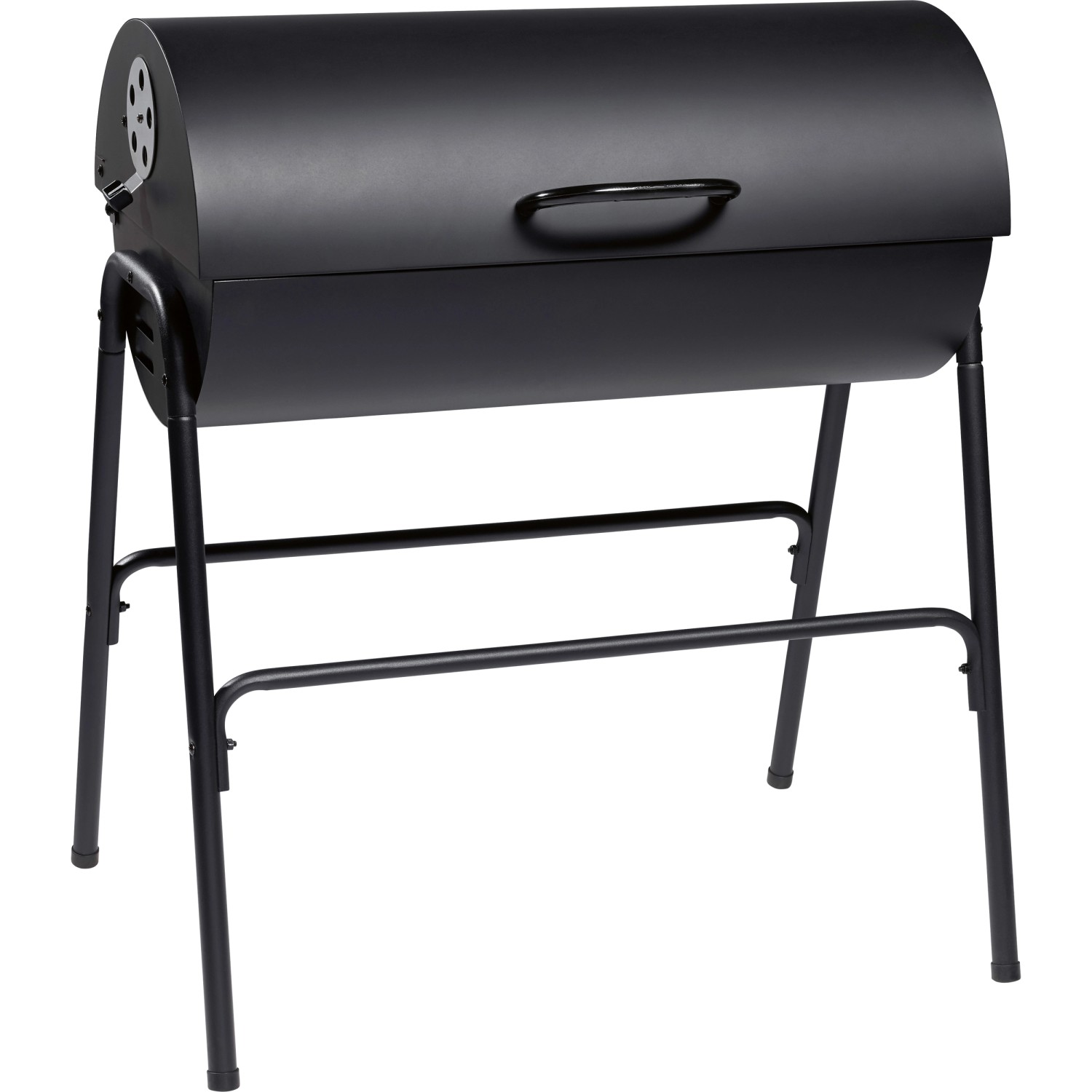 Holzkohlegrill in Fassform 90 cm x 83 cm x 57 cm Schwarz