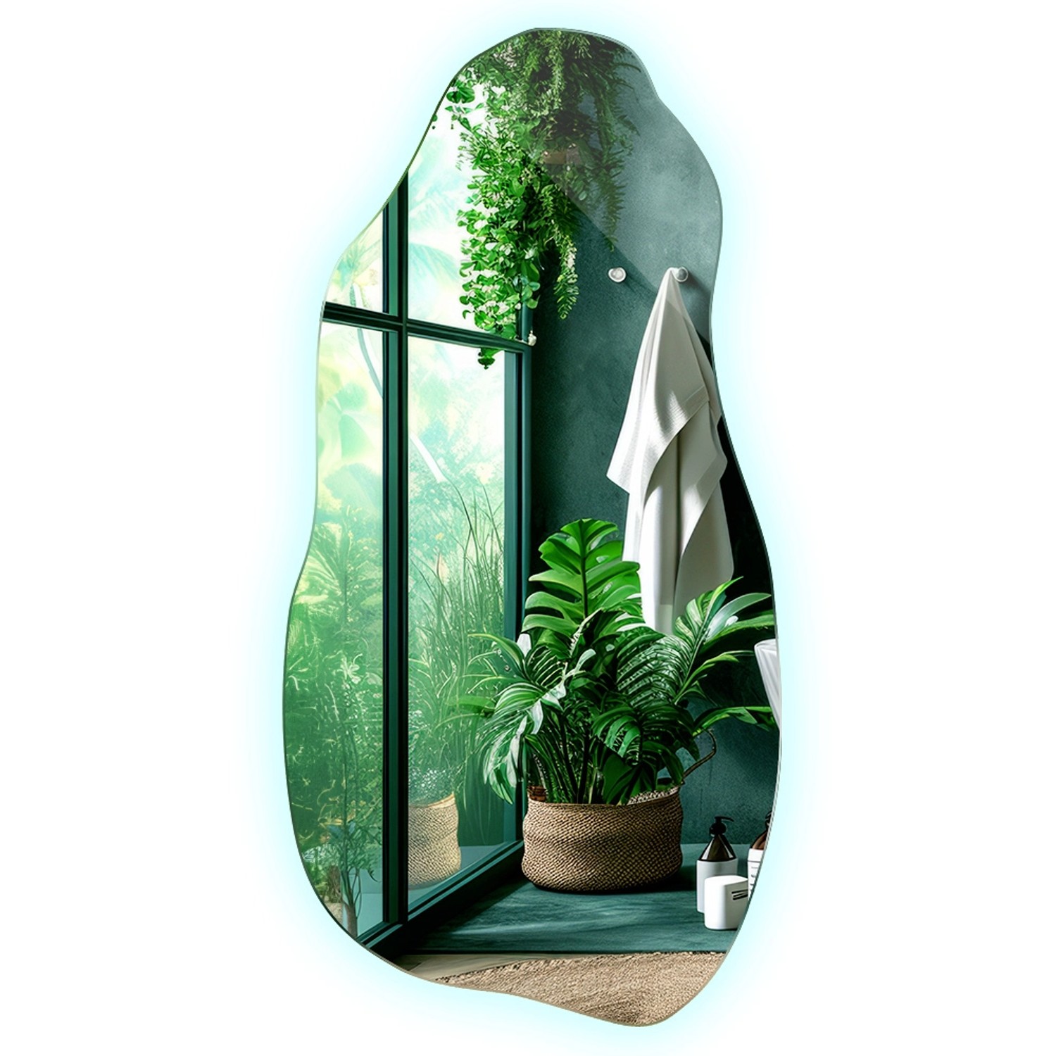 Tulup LED Spiegel LED Organische Spiegel 45x90 cm Ausgefallene Spiegel Mit LED Kaltweiß 6500K