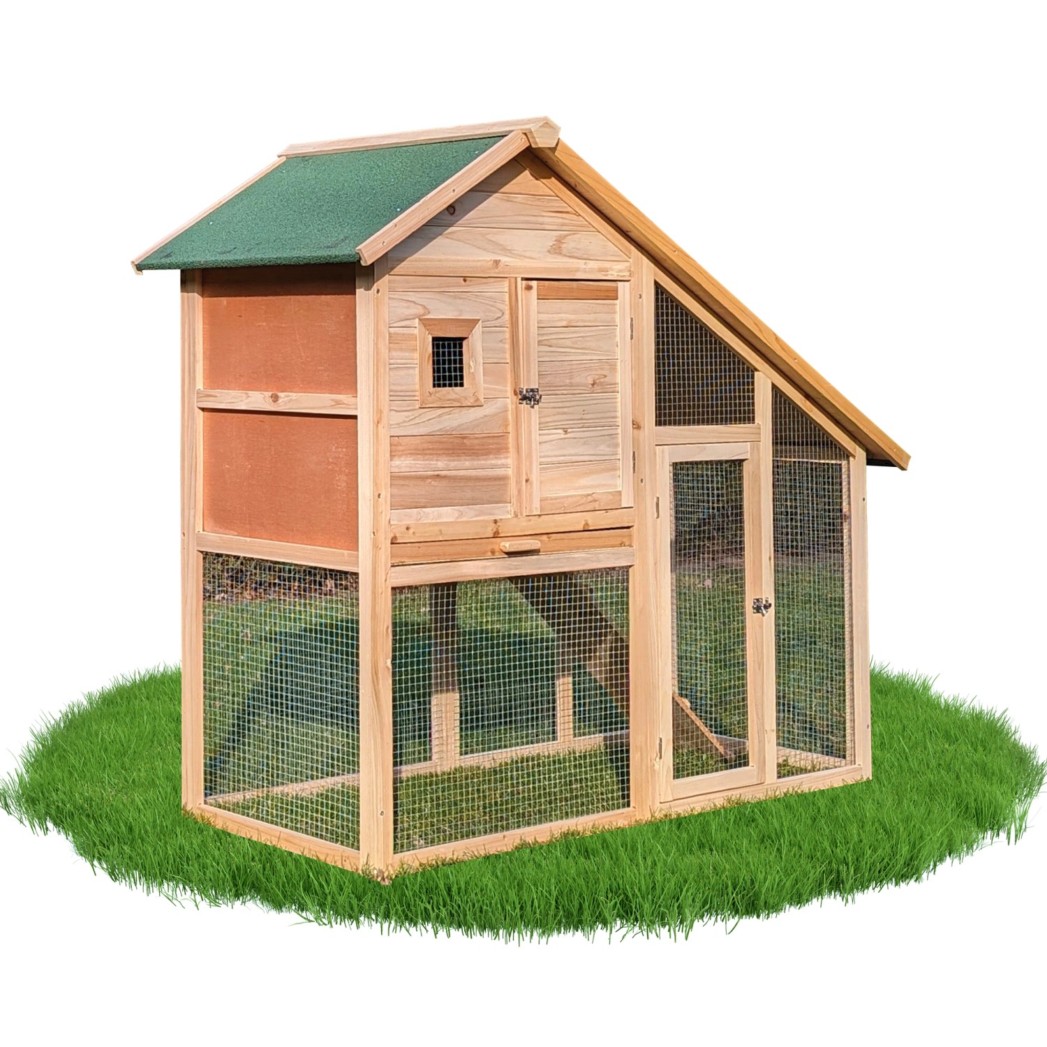 NYVI Kaninchenstall mit Auslauf 138x61x120 cm Natur