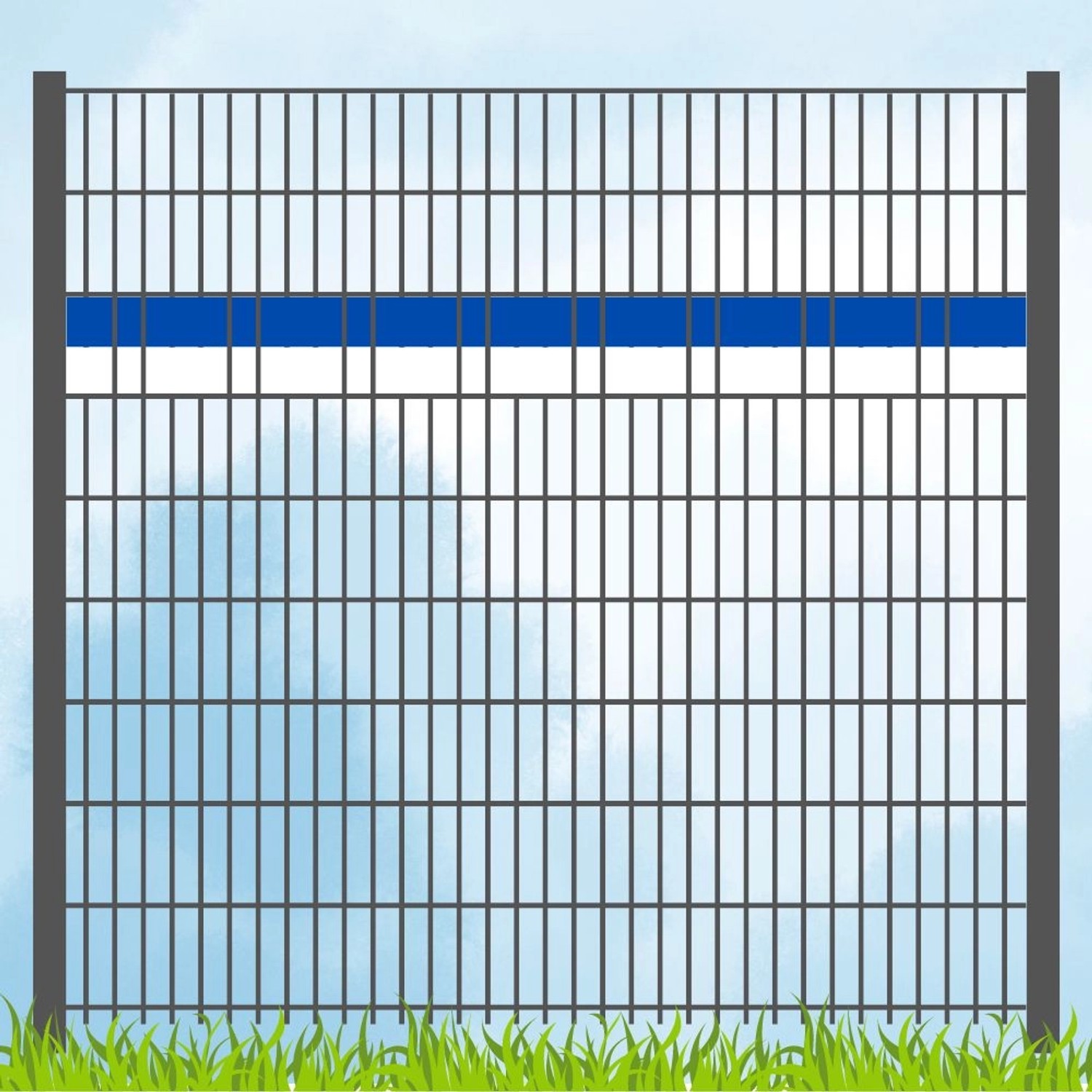 zaunzu Sichtschutz PP Sichtschutz Fanartikel Vereinsfarben Blau/Weiß Akzentstreifen