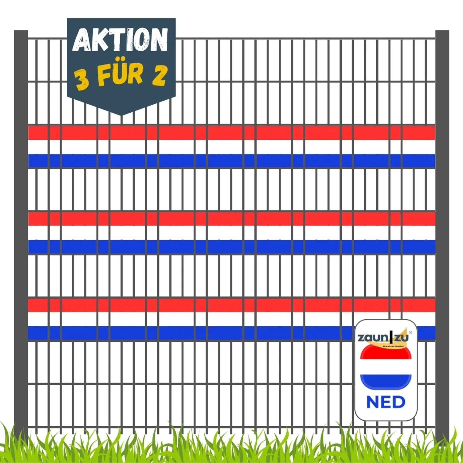 zaunzu Sichtschutz Fanartikel für Niederlande Doppelstabmatten Akzentstreifen 3 für 2