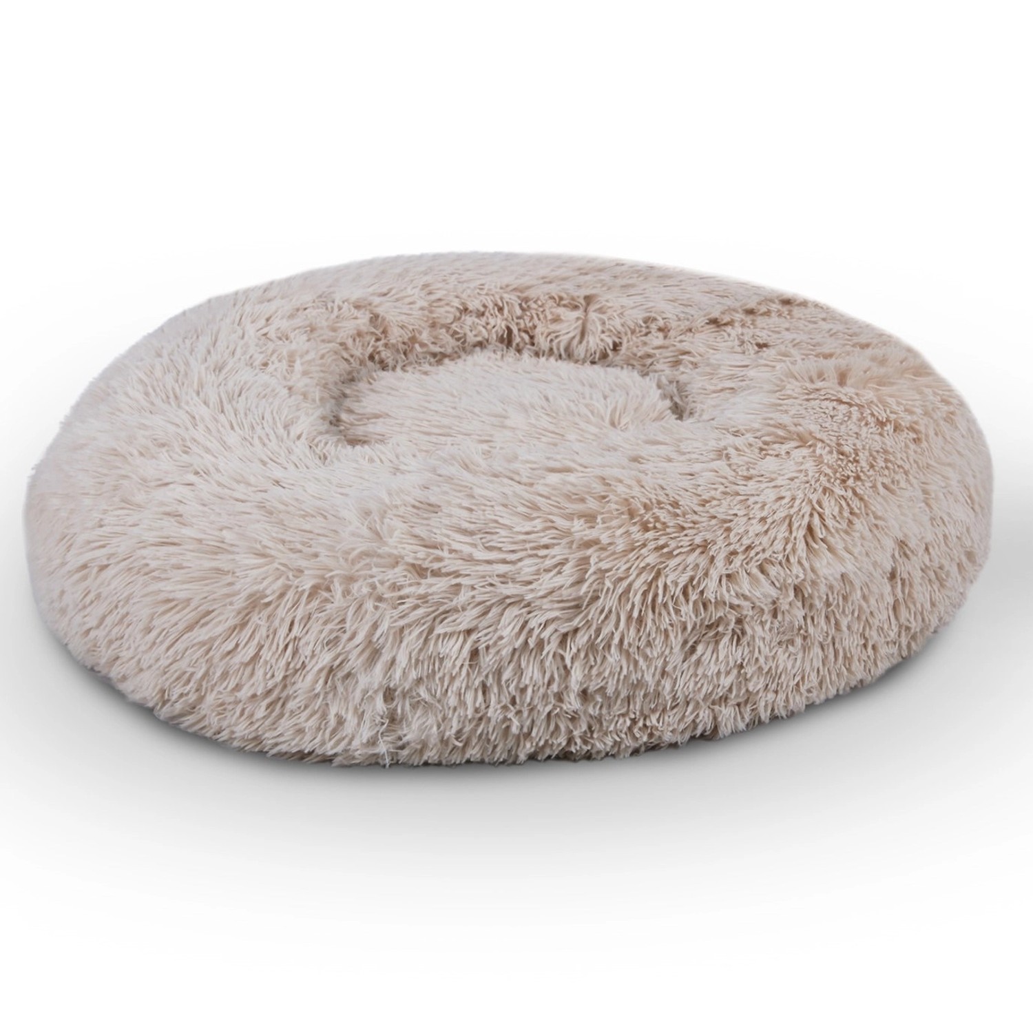 Bestlivings Haustierbett Fluffy Ø100cm Beige Hundekissen Öko-Tex Hundebett Katzenbett