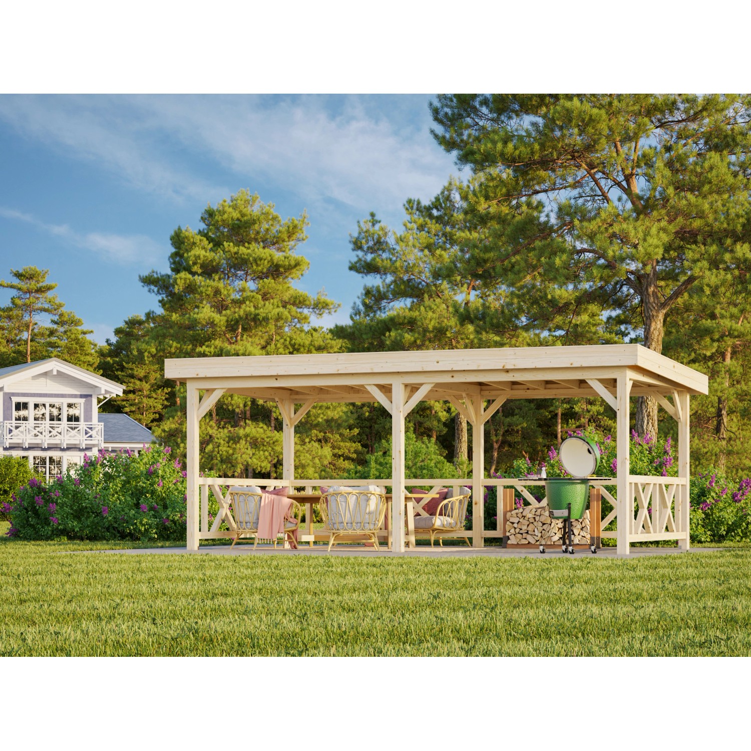 Palmako Pavillon Lenna Set 307 588 x 300 cm Lackiert Weiß FSC®