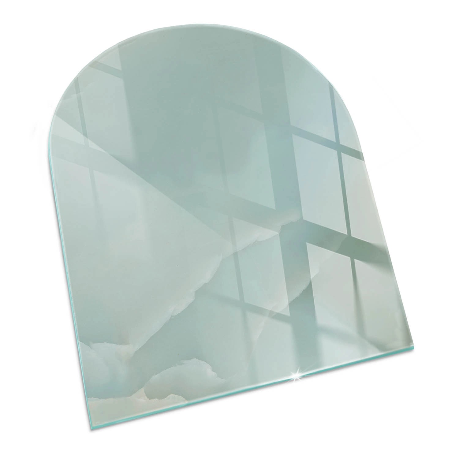 Tulup Glasplatte für Kamin Zartes Marmormuster Glas unter Kamin Halbkreis 80x70 cm Türkis Glasplatte für Kamin Glasplatte unter Kamin